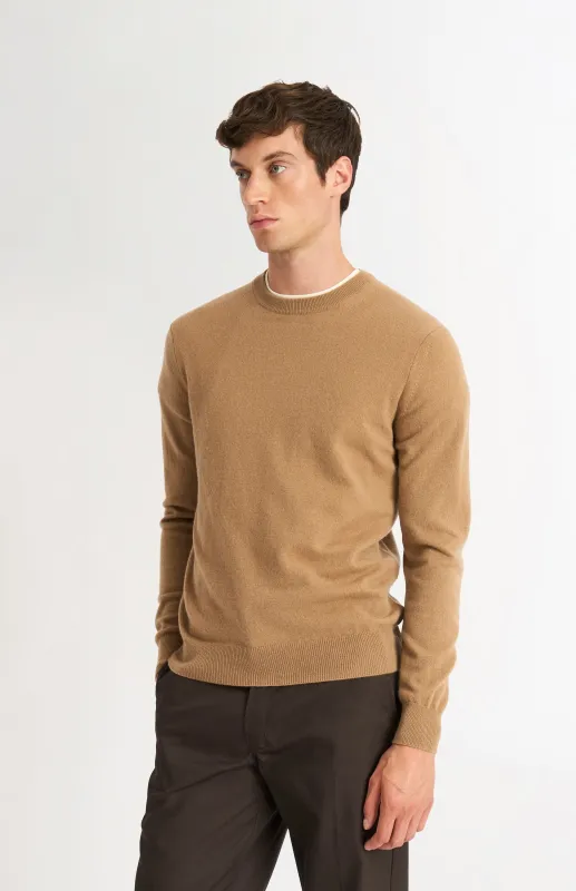 Men's Classic Crew Neck Cashmere Jumper In Camel sold by Pringle of Scotland