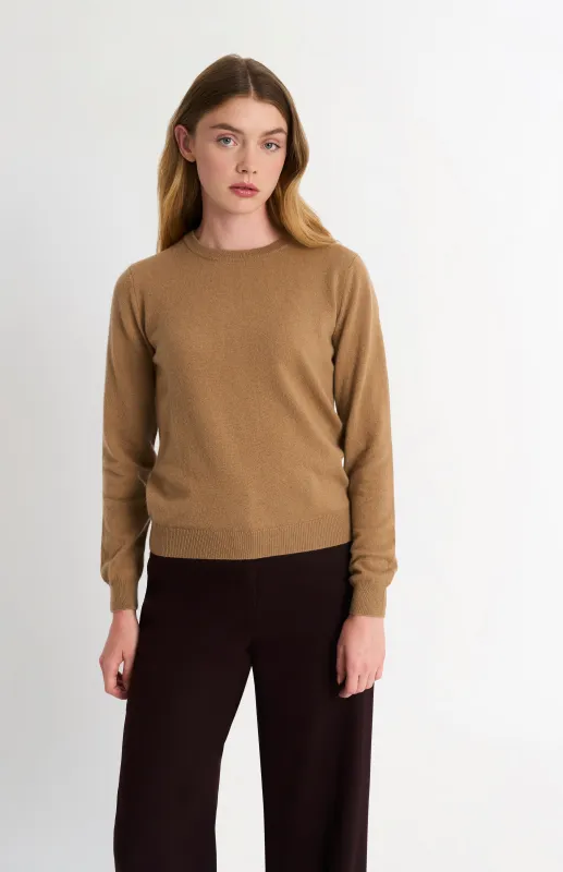 Women's Classic Crew Neck Cashmere Jumper In Camel made by Pringle