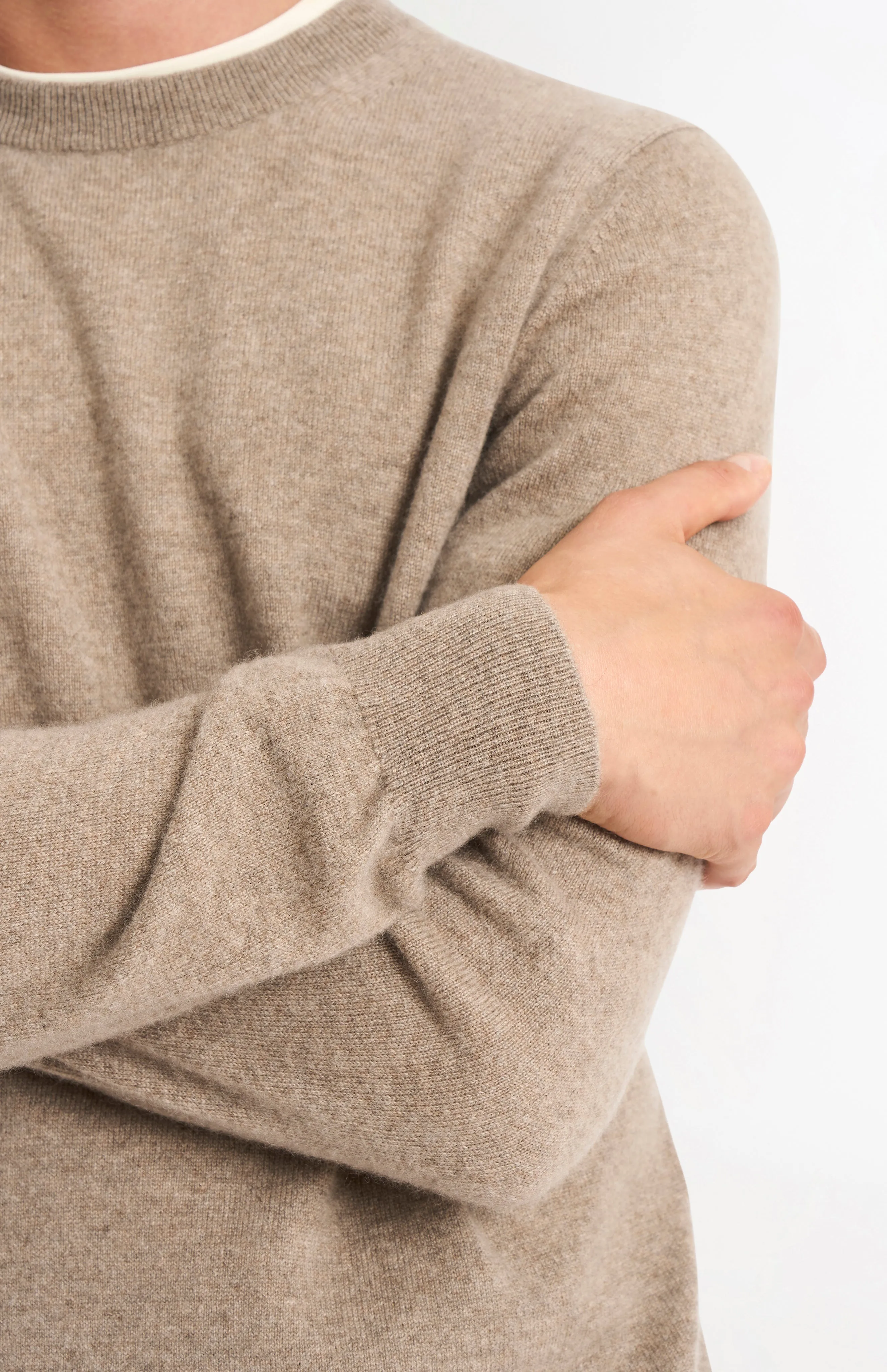 Men's Classic Crew Neck Cashmere Jumper In Mushroom sold by Pringle of Scotland product image thumbnail 4