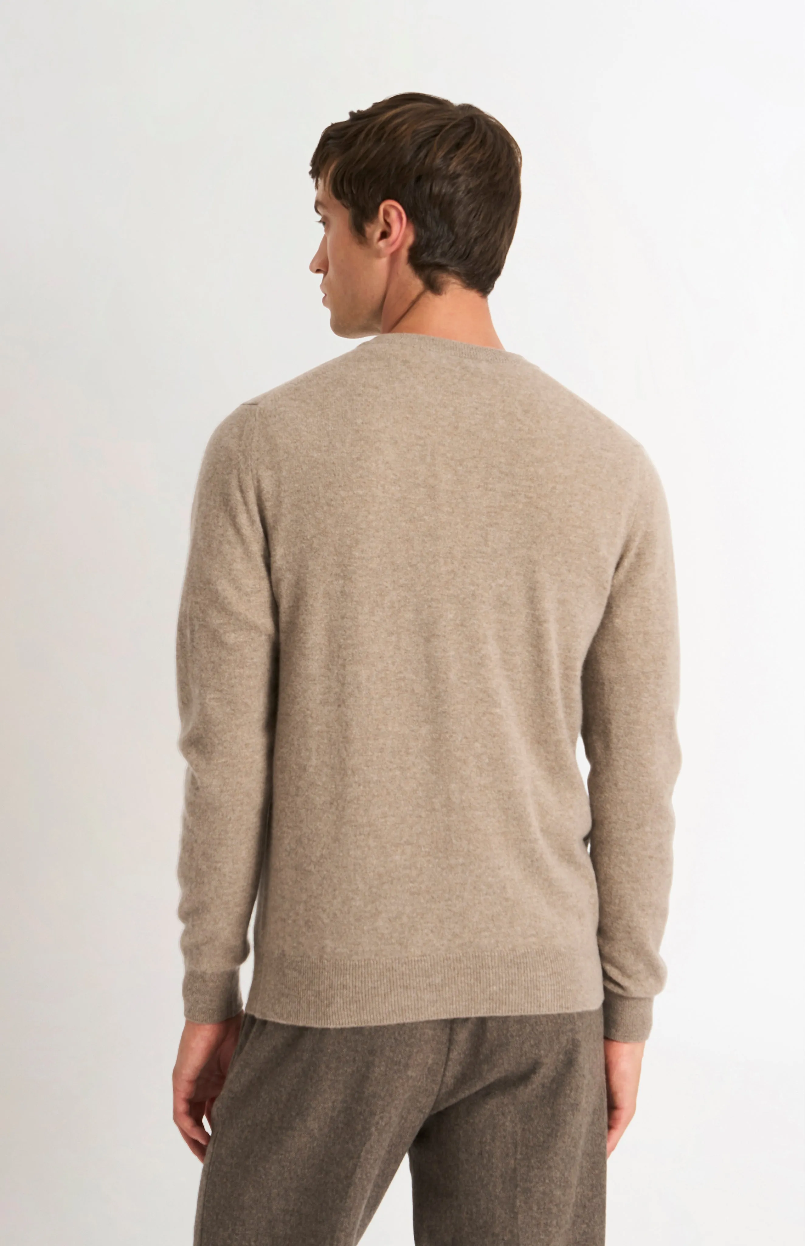 Men's Classic Crew Neck Cashmere Jumper In Mushroom sold by Pringle of Scotland product image thumbnail 5