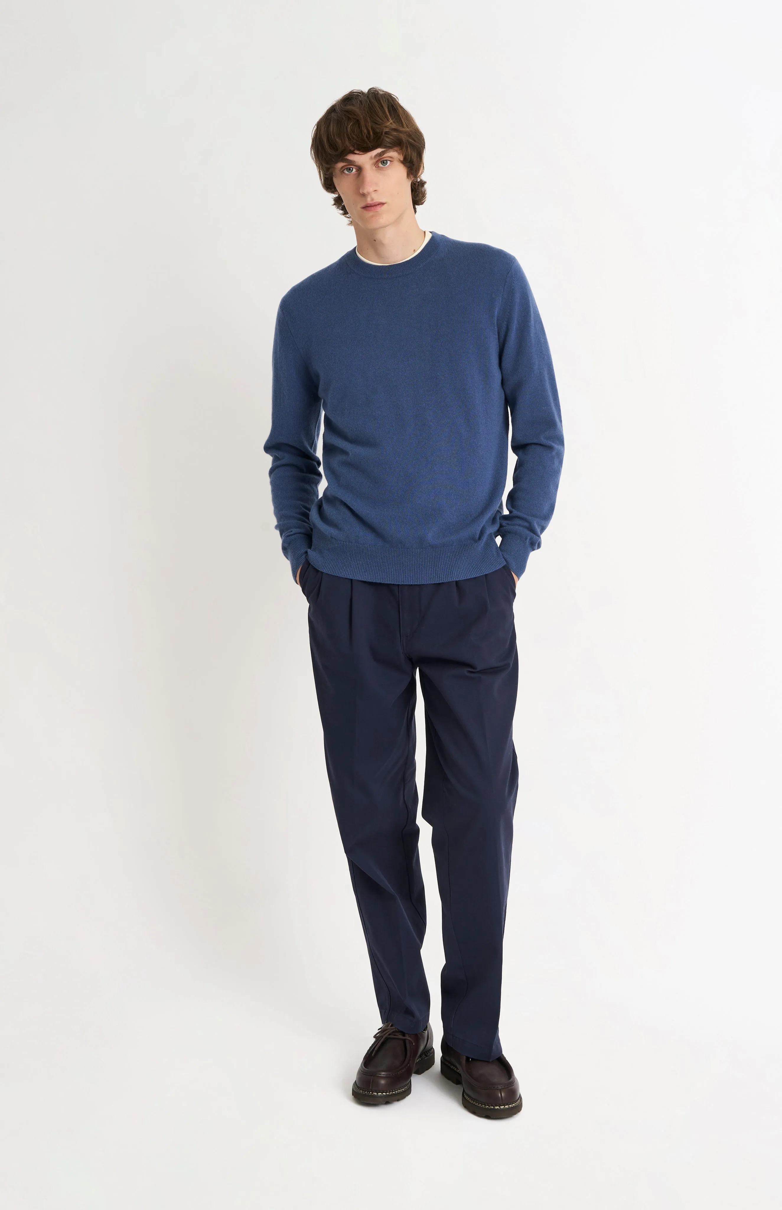Men's Classic Crew Neck Cashmere Jumper In Bering Sea Blue sold by Pringle of Scotland product image thumbnail 3