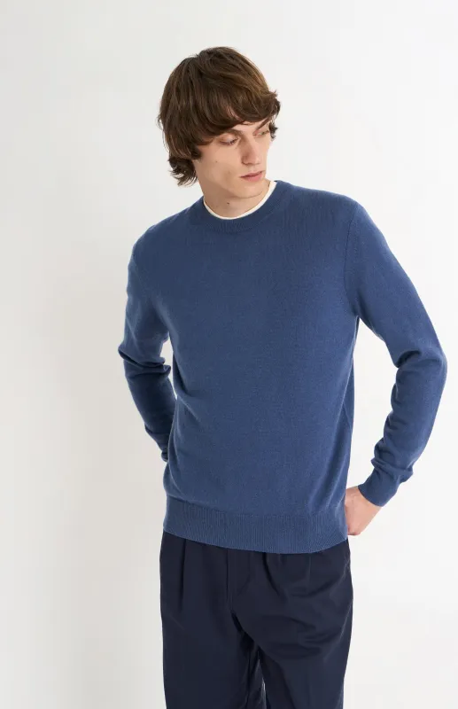Men's Classic Crew Neck Cashmere Jumper In Bering Sea Blue sold by Pringle of Scotland