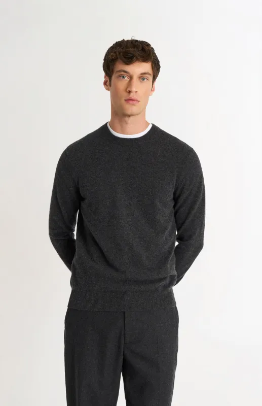 Men's Classic Crew Neck Cashmere Jumper In Charcoal Melange sold by Pringle of Scotland