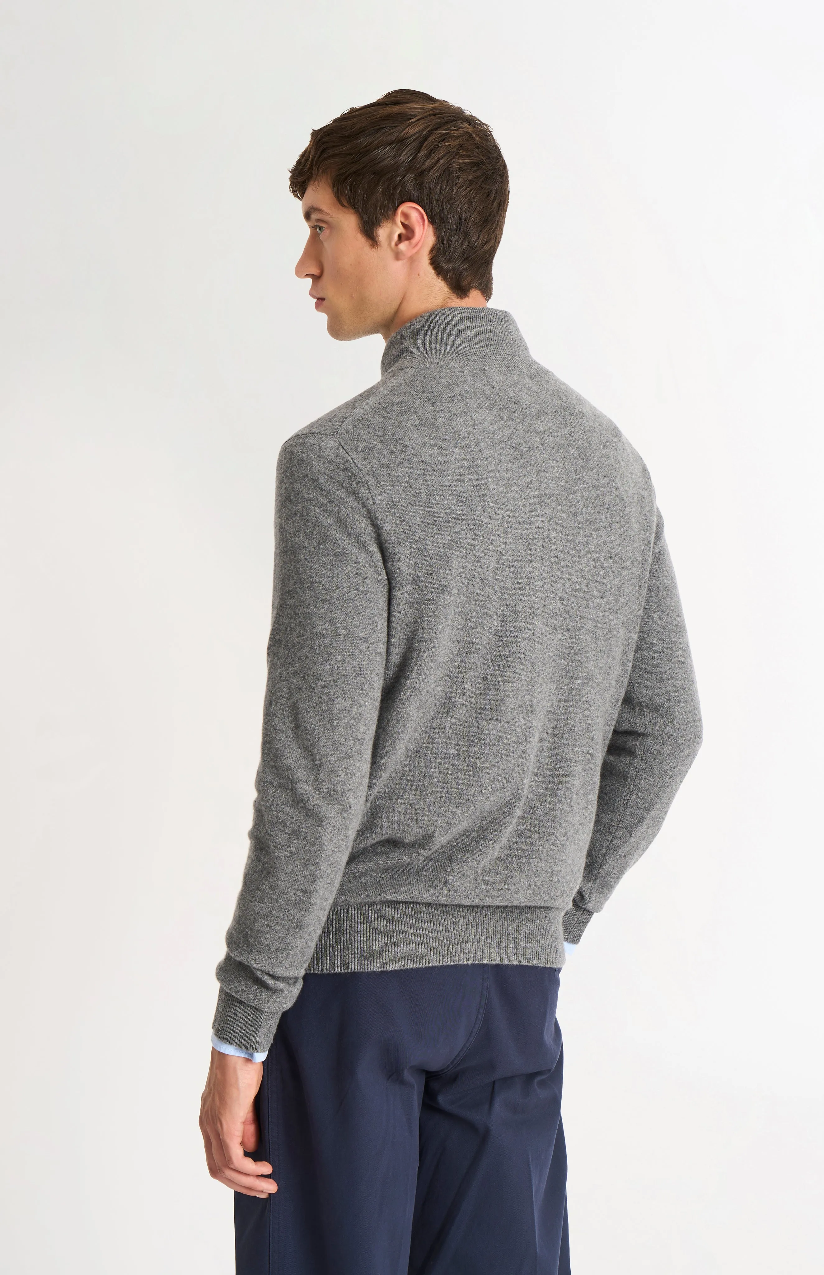 Men's Classic Qtr Zip Cashmere Jumper In Light Grey Melange sold by Pringle of Scotland product image thumbnail 5