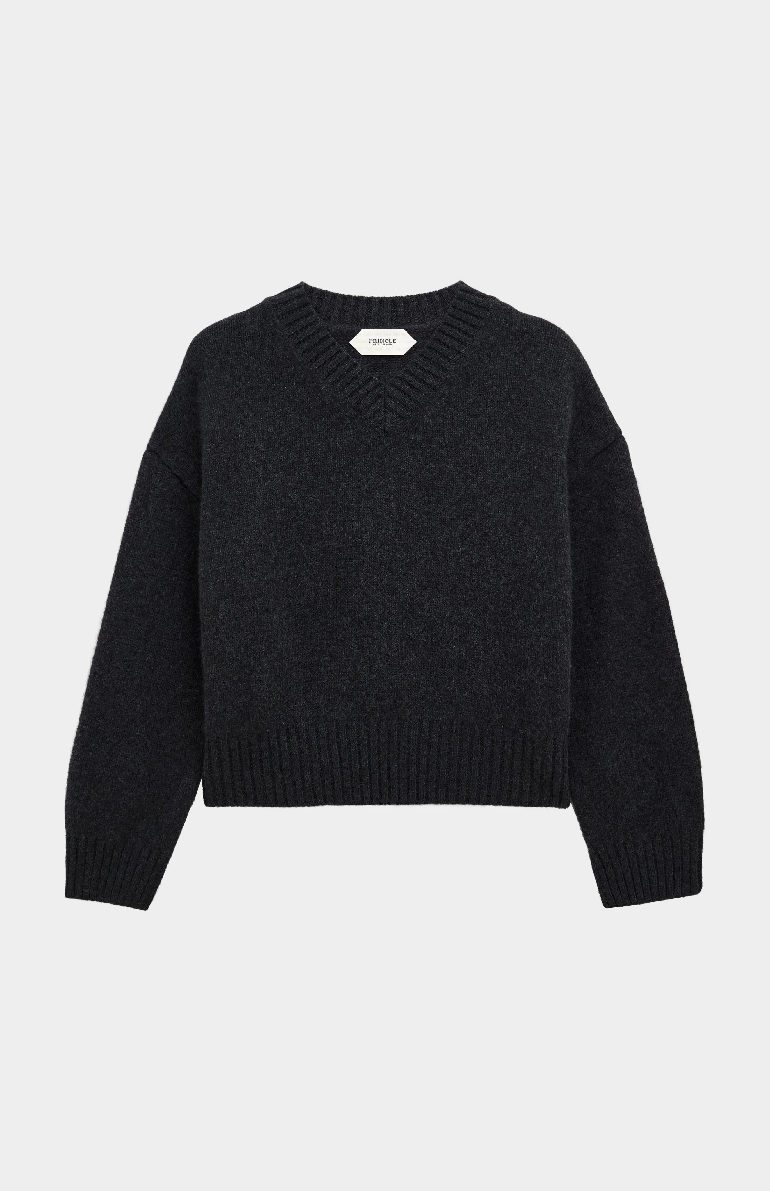 Women's V-neck Chunky Cashmere Jumper In Charcoal Melange sold by Pringle of Scotland product image thumbnail 2