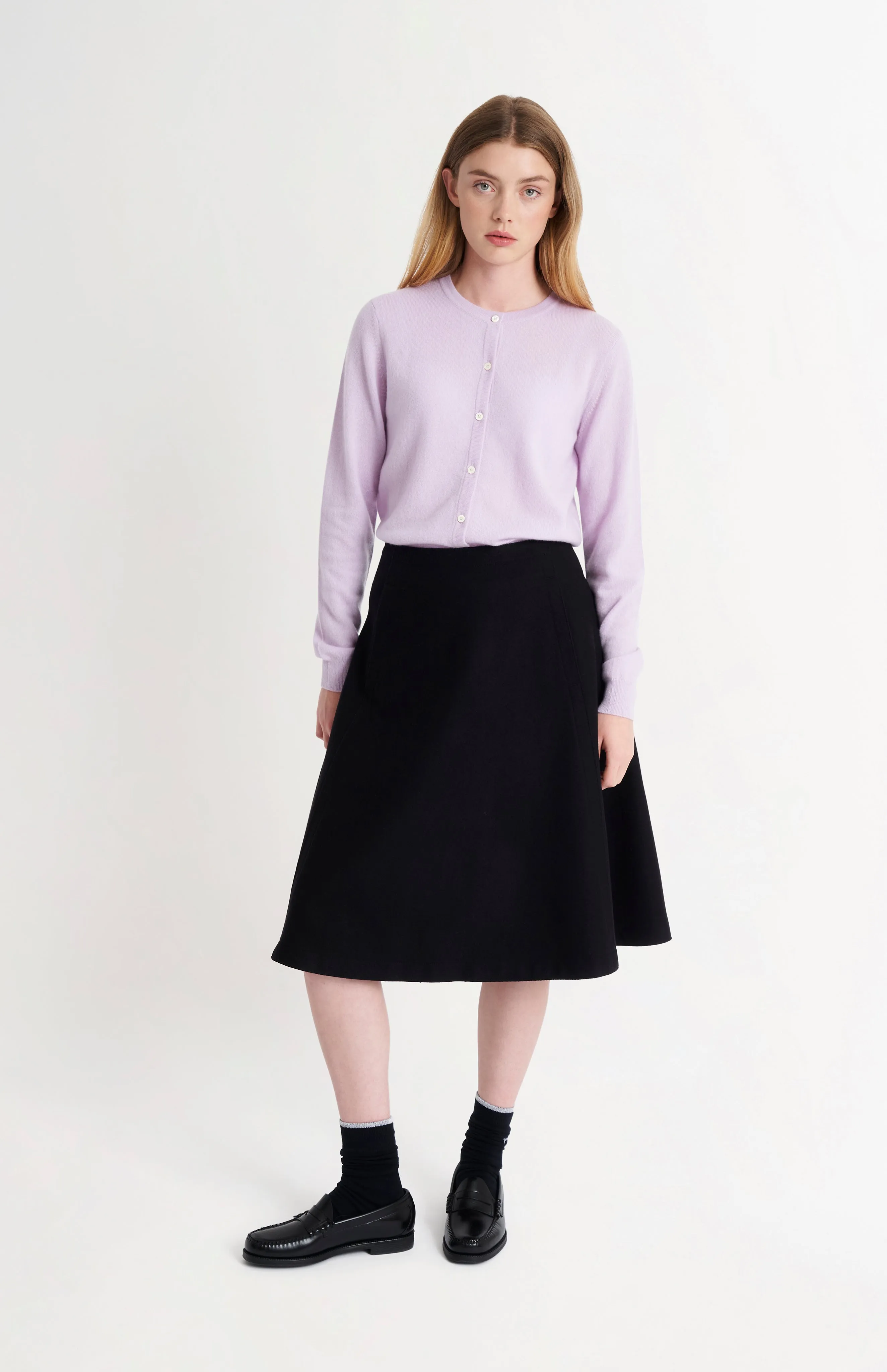 Women's Classic Crew Neck Cashmere Cardigan In Lilac sold by Pringle of Scotland product image thumbnail 3