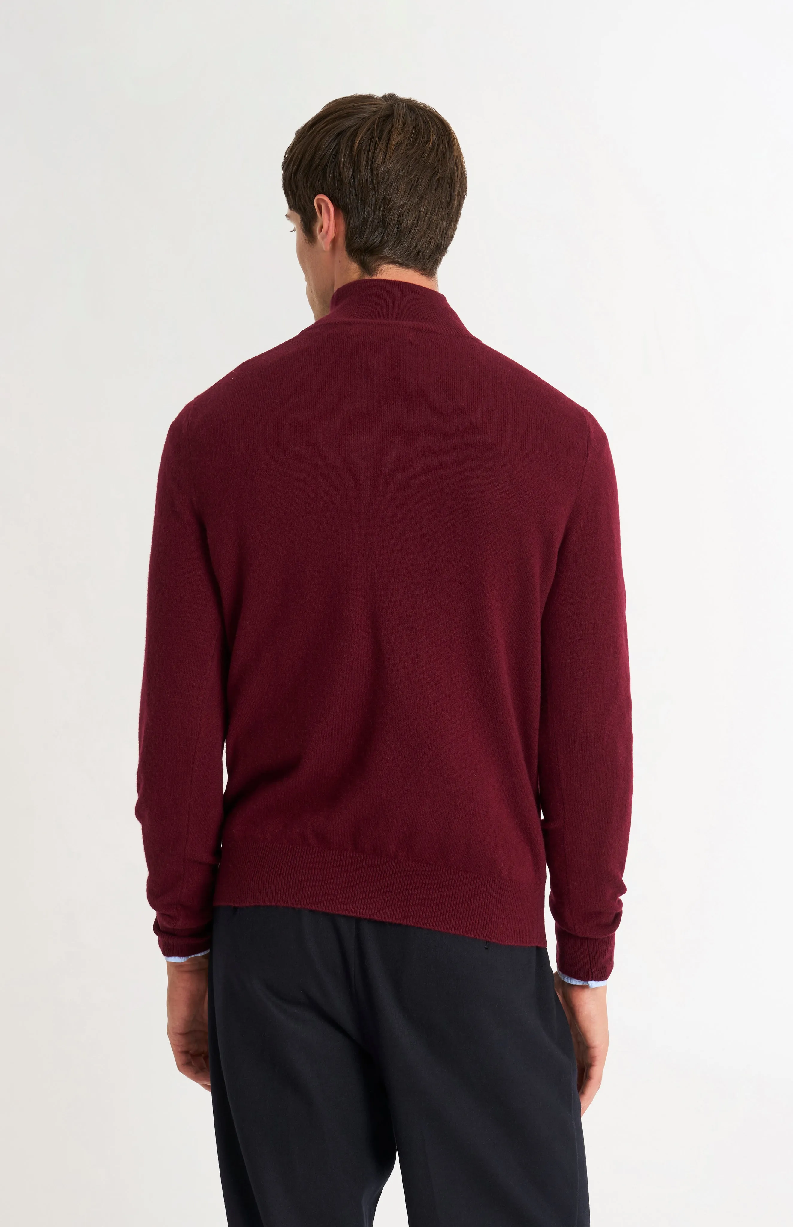 Men's Classic Qtr Zip Cashmere Jumper In Burgundy sold by Pringle of Scotland product image thumbnail 5