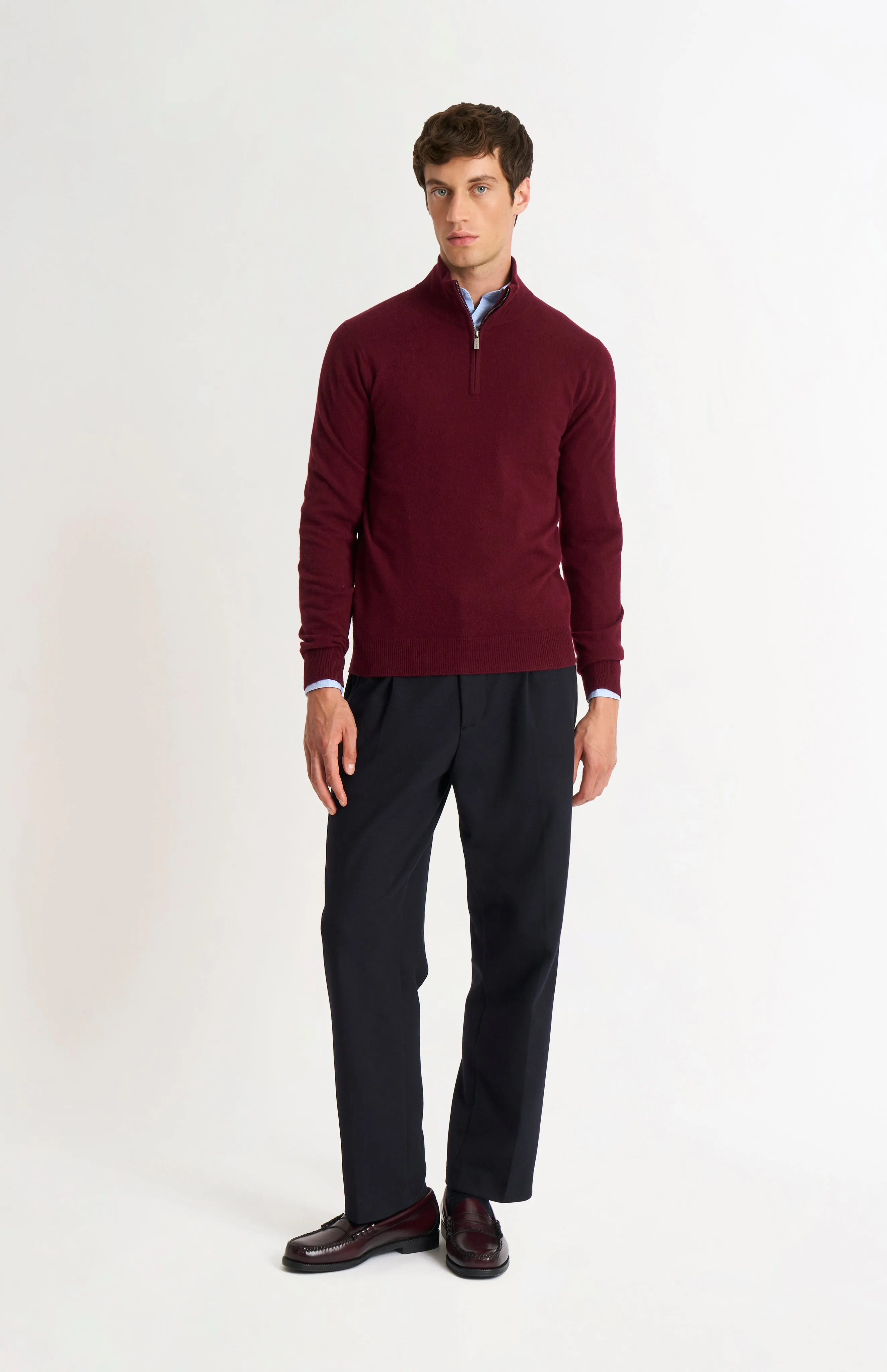 Men's Classic Qtr Zip Cashmere Jumper In Burgundy sold by Pringle of Scotland product image thumbnail 3