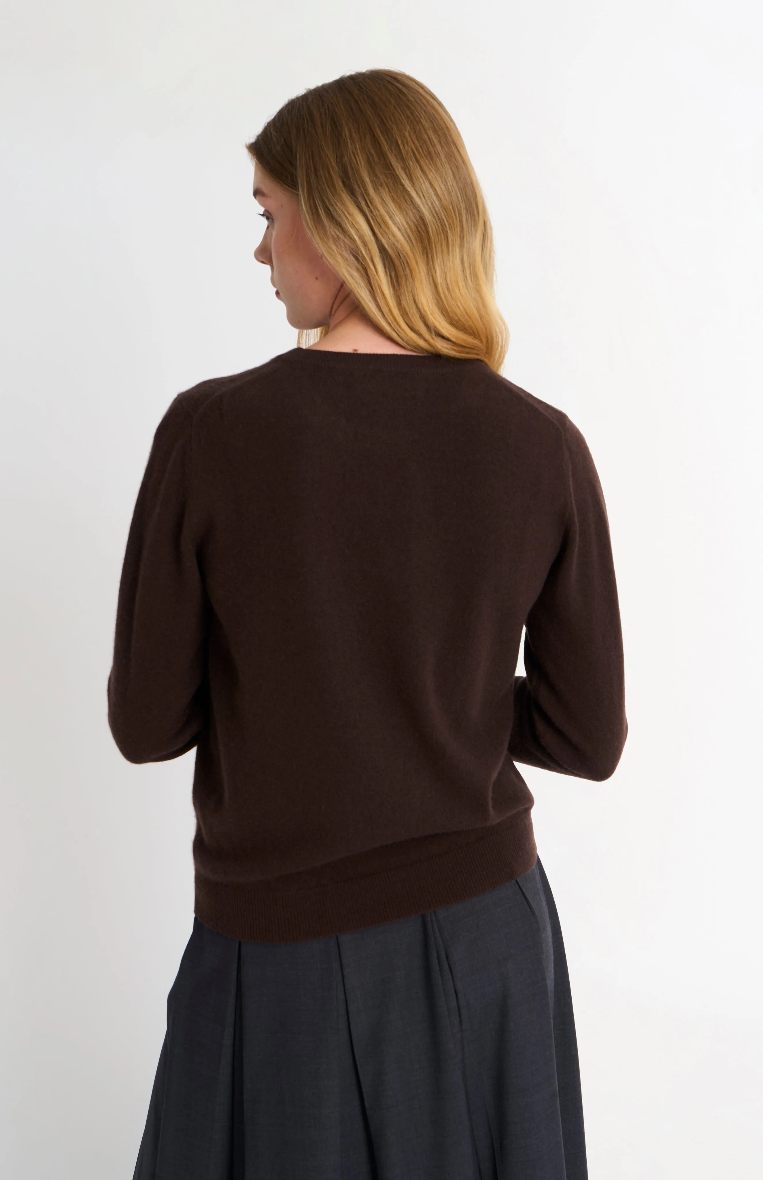 Women's Classic Crew Neck Cashmere Jumper In Dark Brown sold by Pringle of Scotland product image thumbnail 5