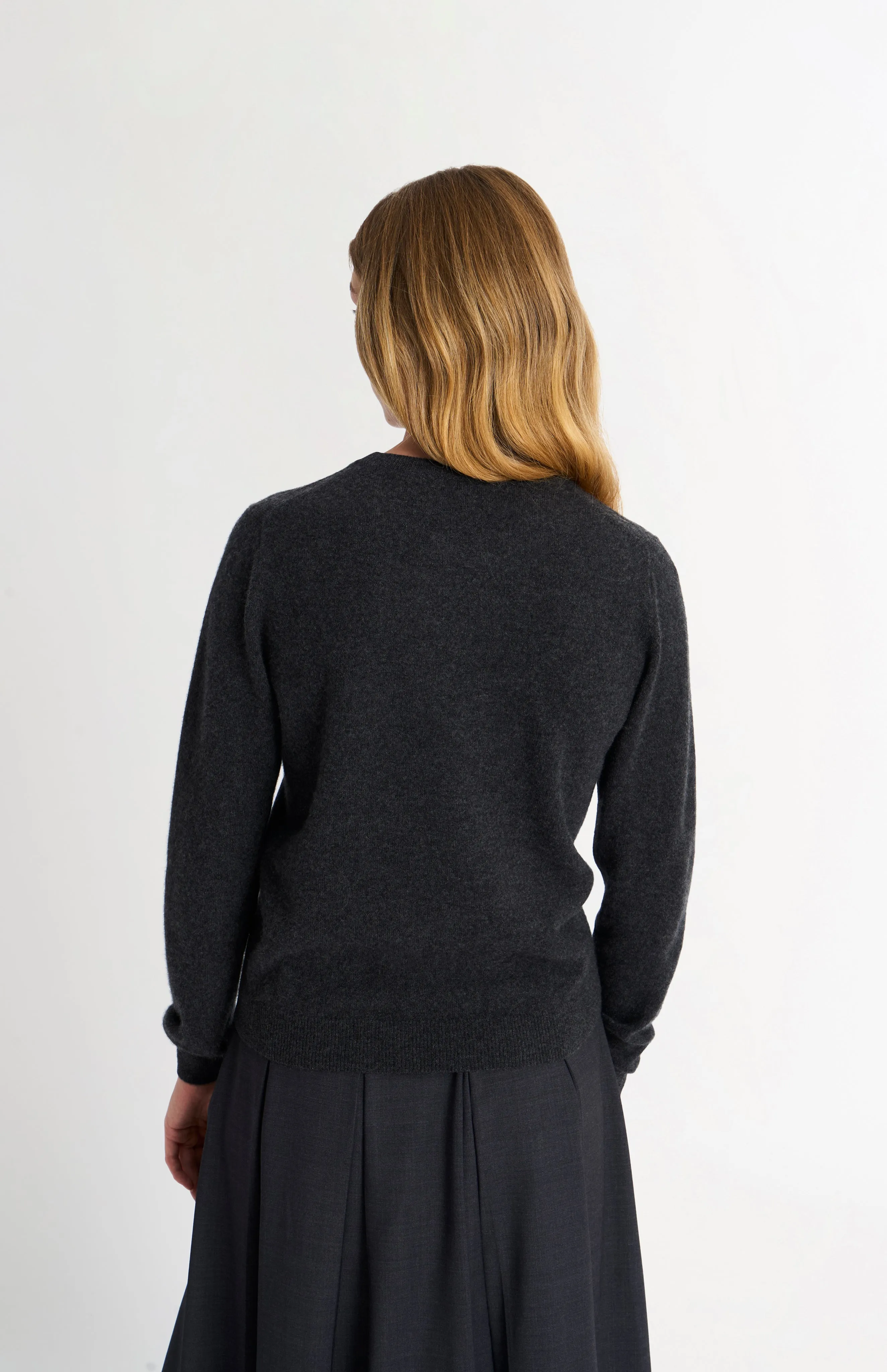 Women's Classic Crew Neck Cashmere Jumper In Charcoal Melange sold by Pringle of Scotland product image thumbnail 5