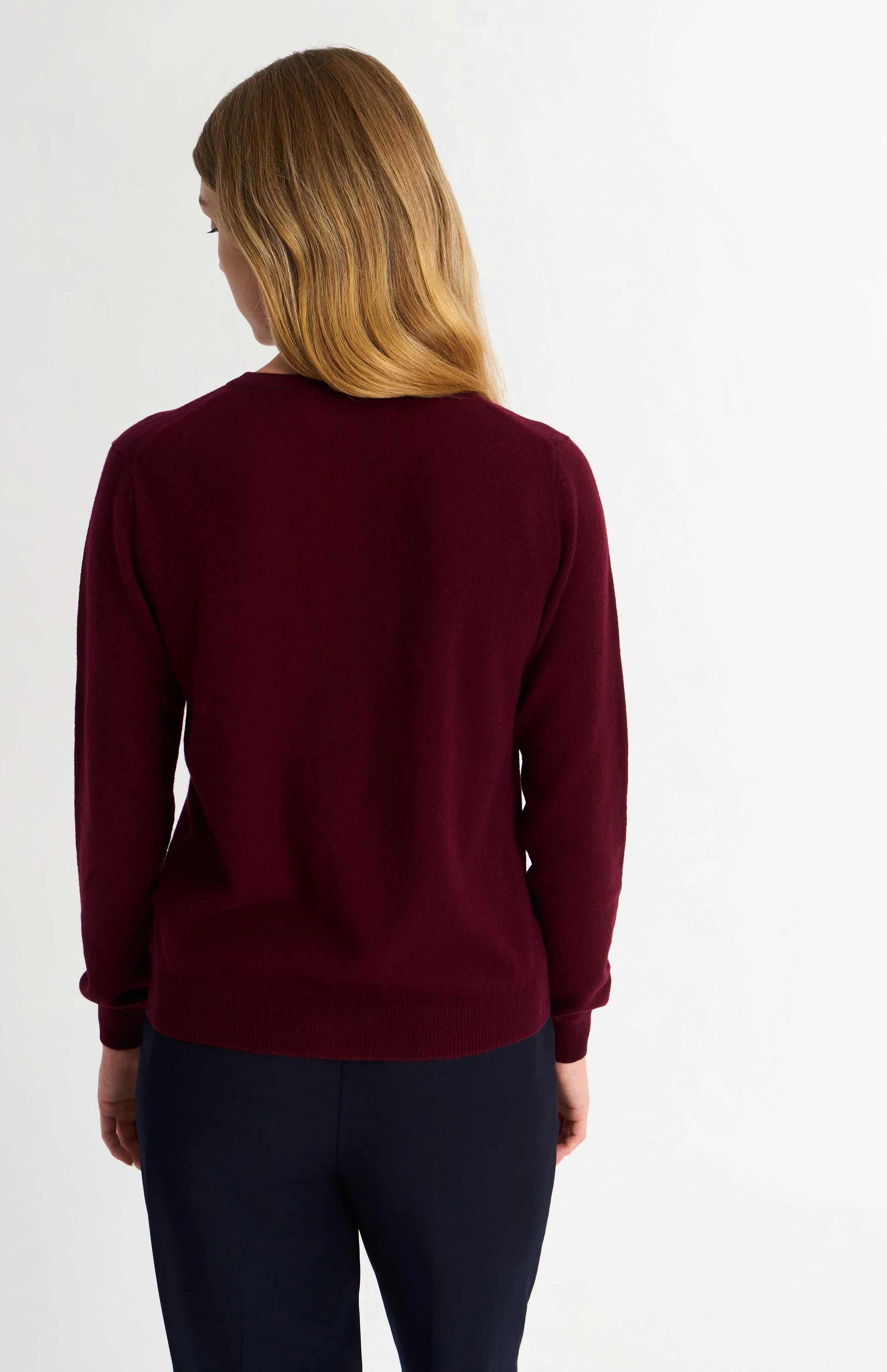 Women's Classic Crew Neck Cashmere Cardigan In Burgundy sold by Pringle of Scotland product image thumbnail 5