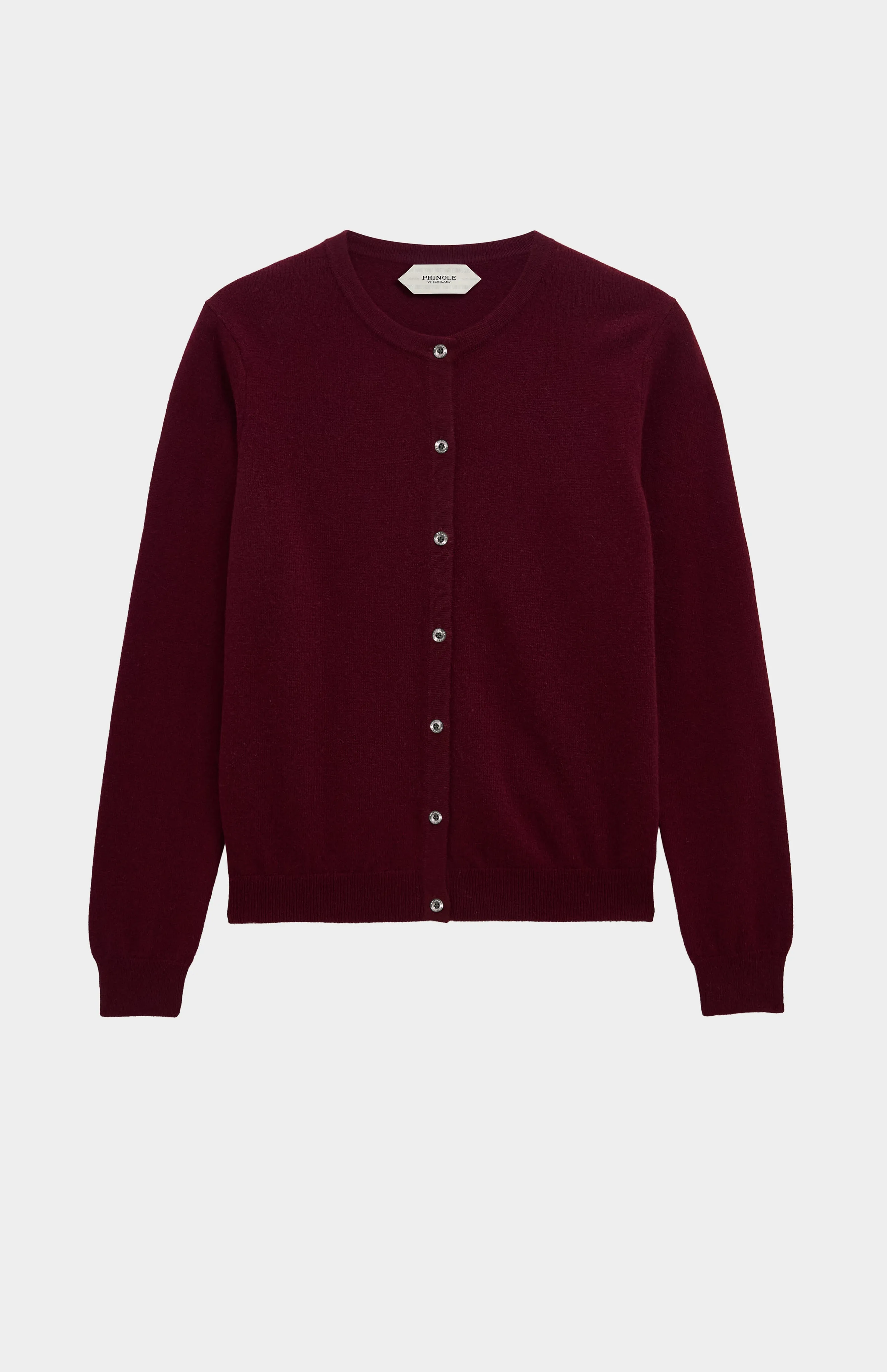 Women's Classic Crew Neck Cashmere Cardigan In Burgundy sold by Pringle of Scotland product image thumbnail 2