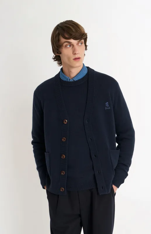 Men's Classic Supersoft Lambswool Cardigan In Navy Blue sold by Pringle of Scotland
