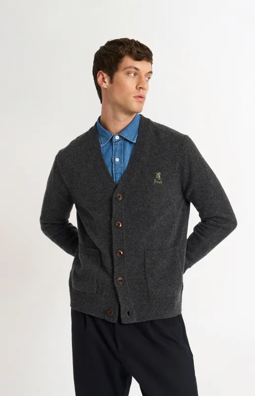 Men's Classic Supersoft Lambswool Cardigan In Charcoal sold by Pringle of Scotland