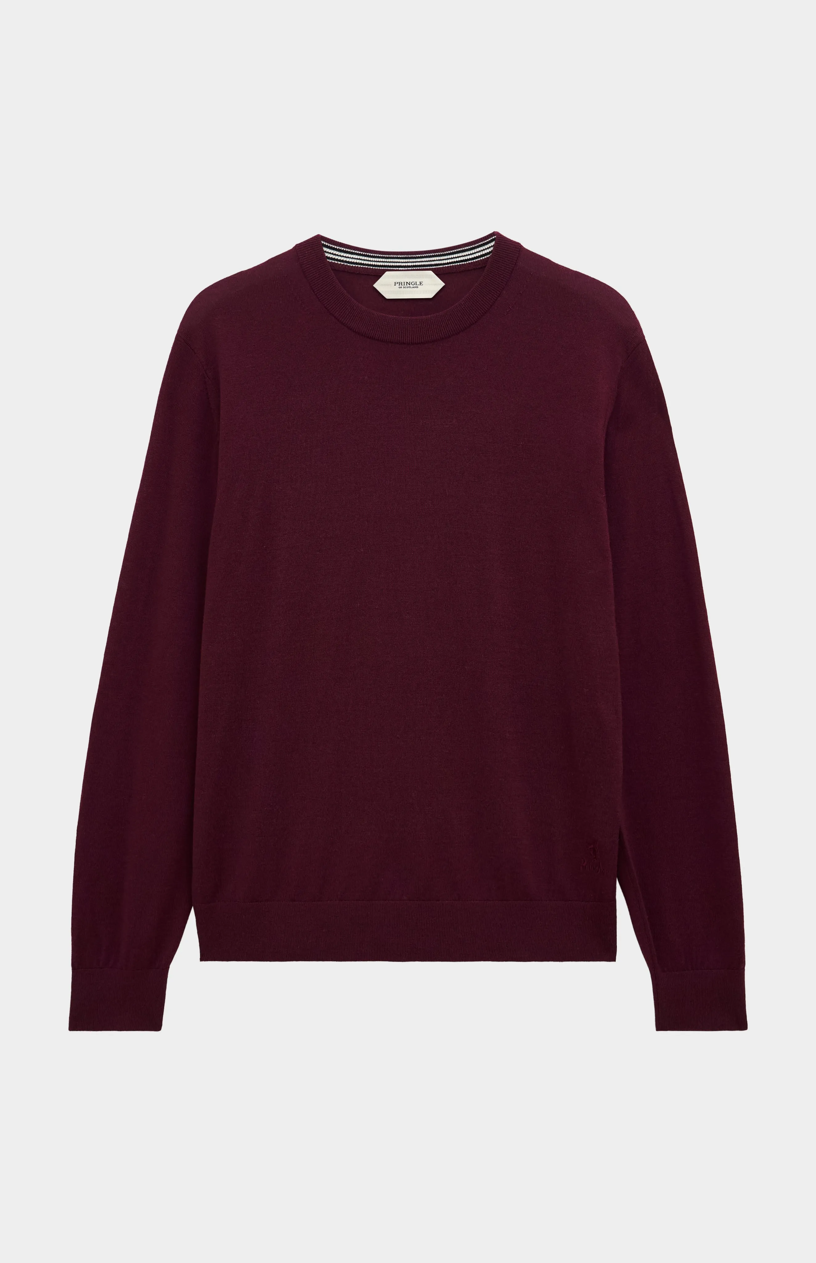 Men's Crew Neck Extra Fine Merino Wool Jumper In Burgundy sold by Pringle of Scotland product image thumbnail 2