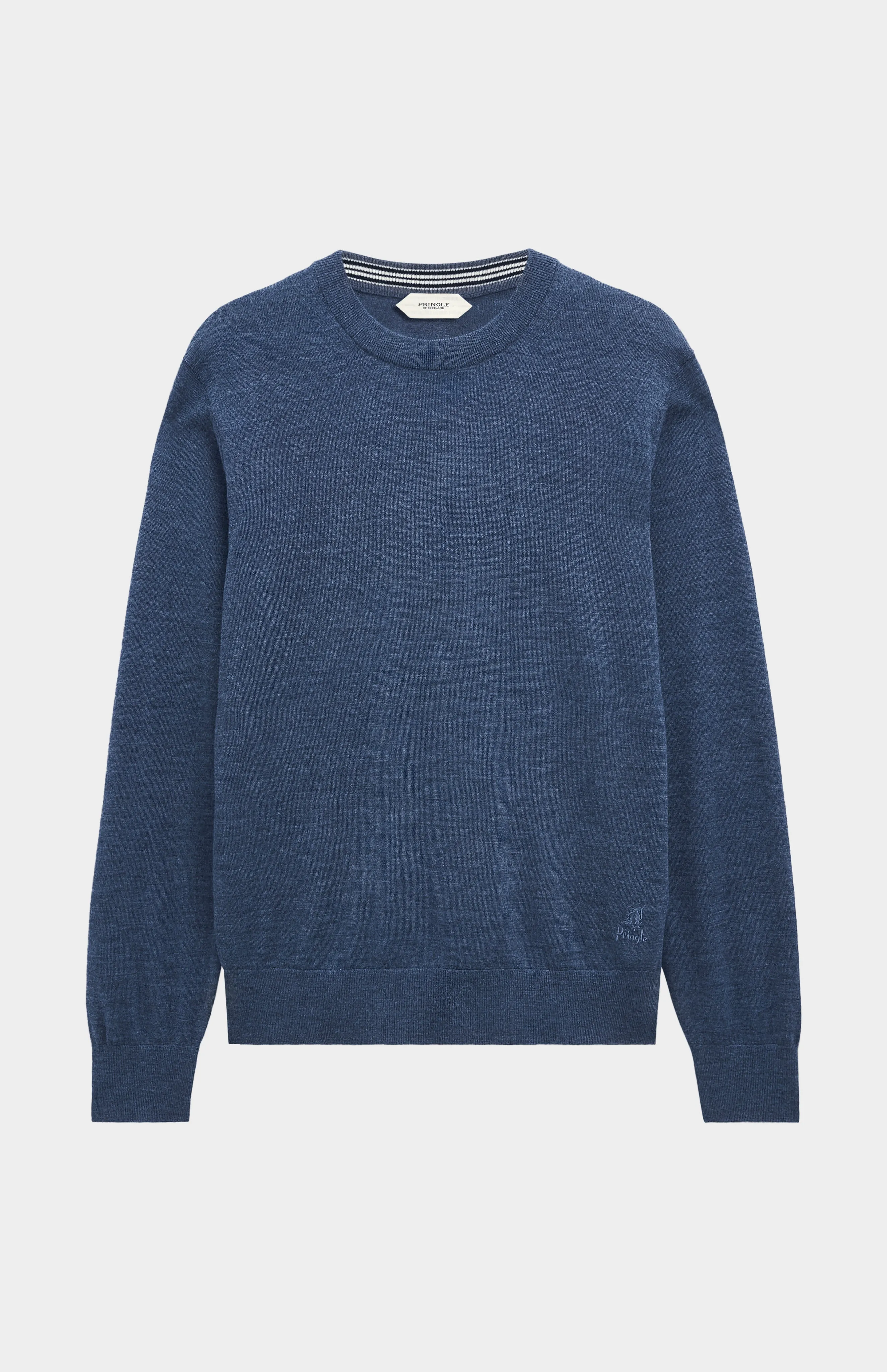 Men's Crew Neck Extra Fine Merino Wool Jumper In Blue sold by Pringle of Scotland product image thumbnail 2