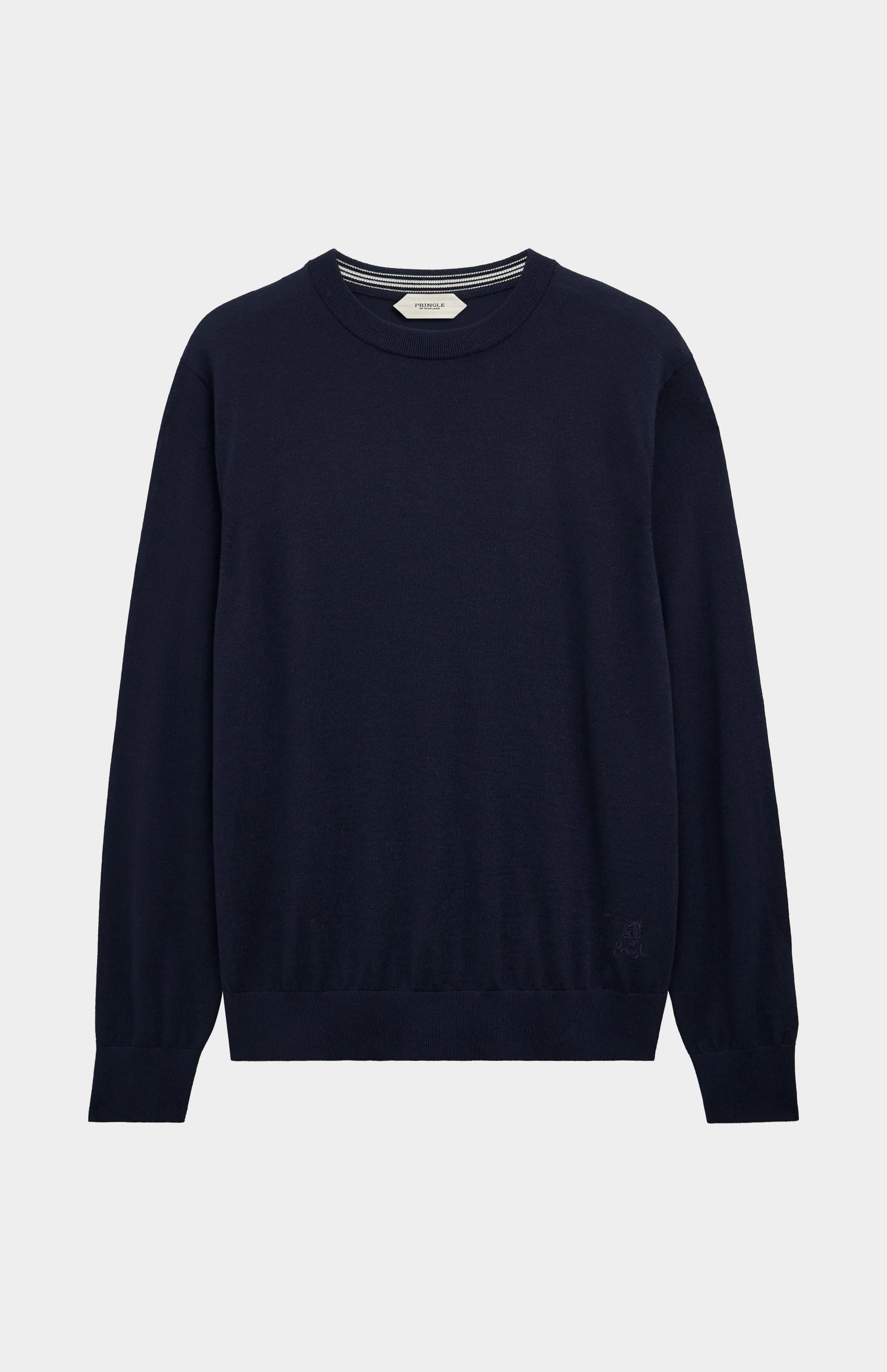 Men's Crew Neck Extra Fine Merino Wool Jumper In Navy Blue sold by Pringle of Scotland product image thumbnail 2