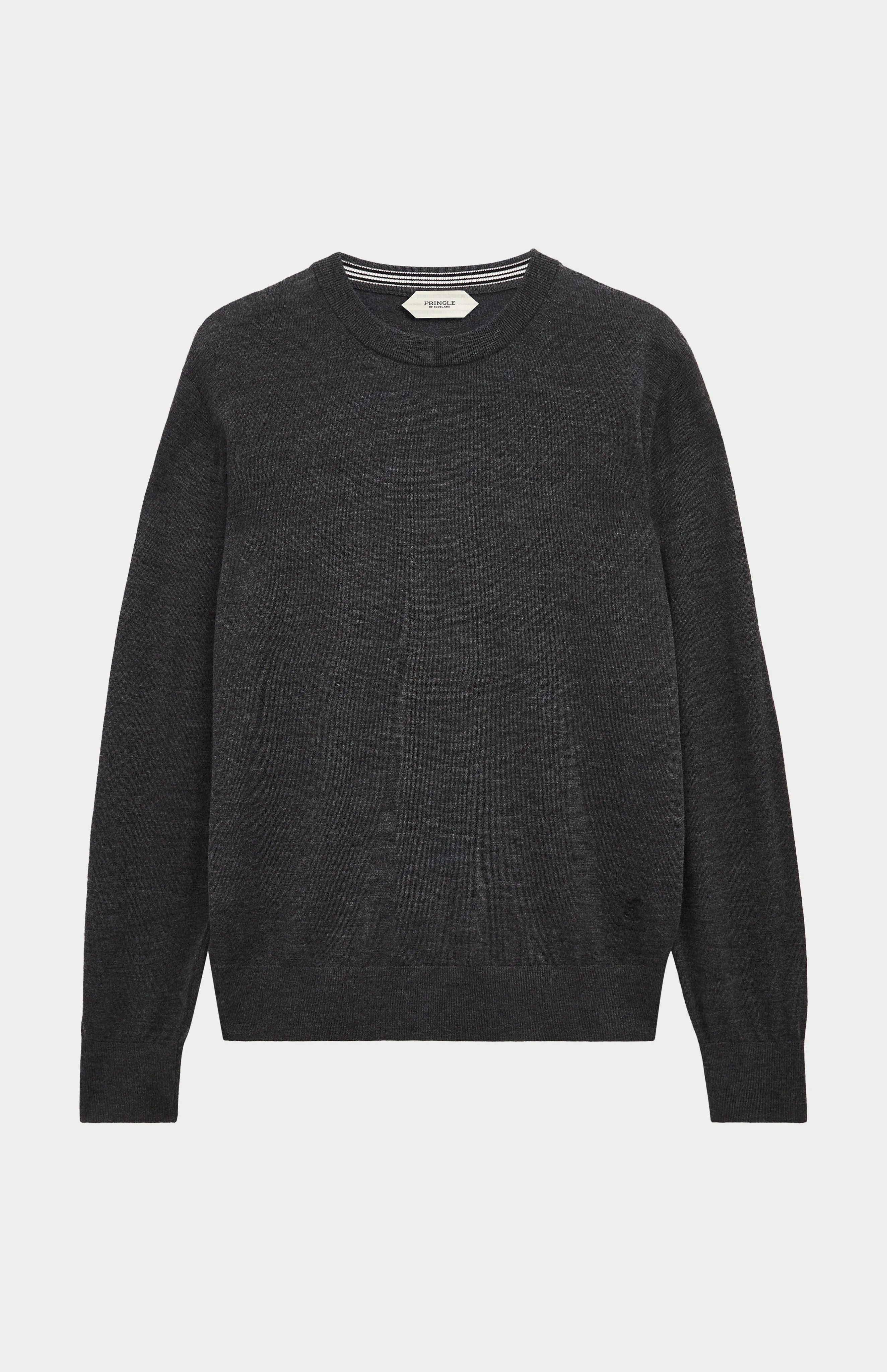 Men's Crew Neck Extra Fine Merino Wool Jumper In Charcoal Melange sold by Pringle of Scotland product image thumbnail 2