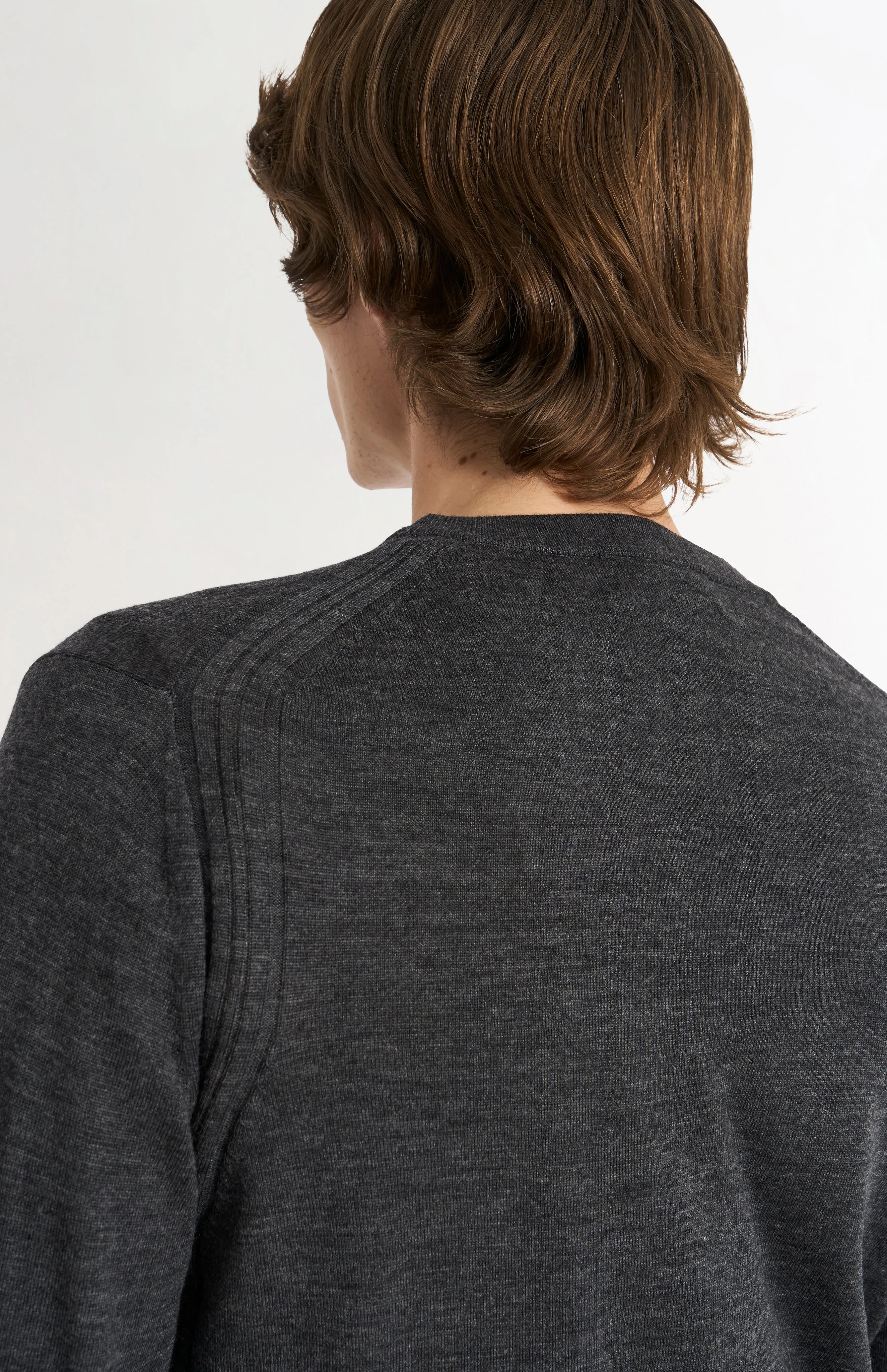 Men's Crew Neck Extra Fine Merino Wool Jumper In Charcoal Melange sold by Pringle of Scotland product image thumbnail 5