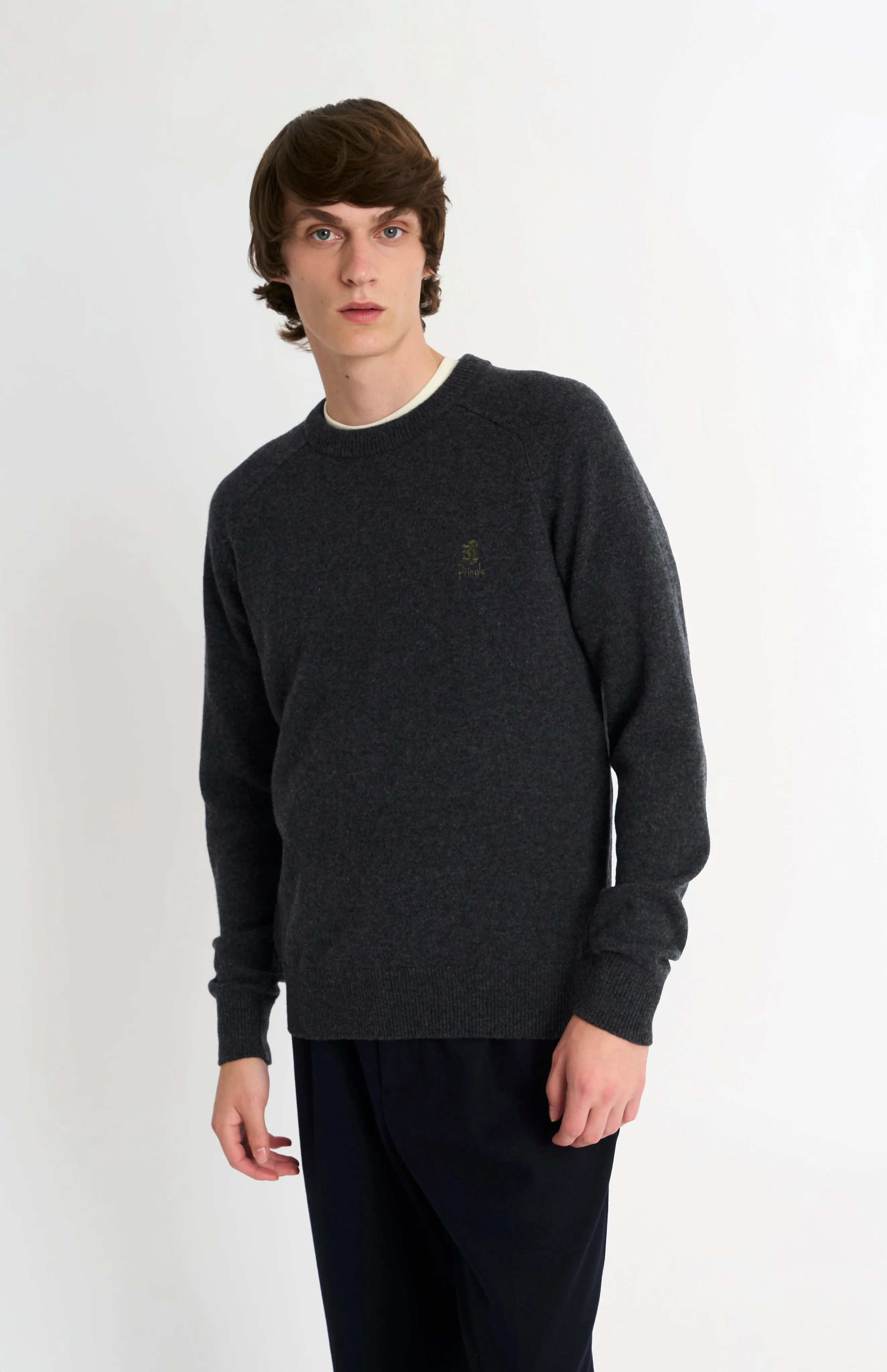 Men's Classic Crew Neck Supersoft Lambswool Jumper In Charcoal sold by Pringle of Scotland