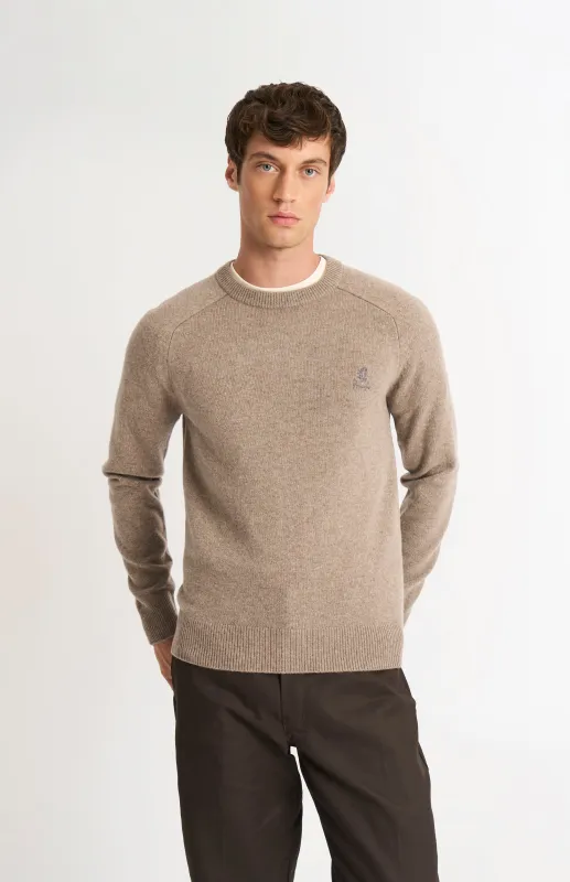 Men's Classic Crew Neck Supersoft Lambswool Jumper In Mushroom sold by Pringle of Scotland