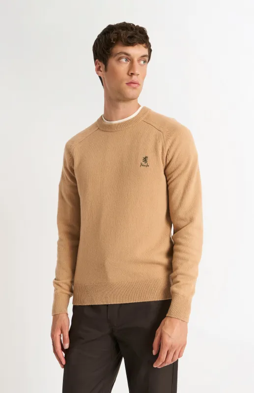 Men's Classic Crew Neck Supersoft Lambswool Jumper In Camel sold by Pringle of Scotland