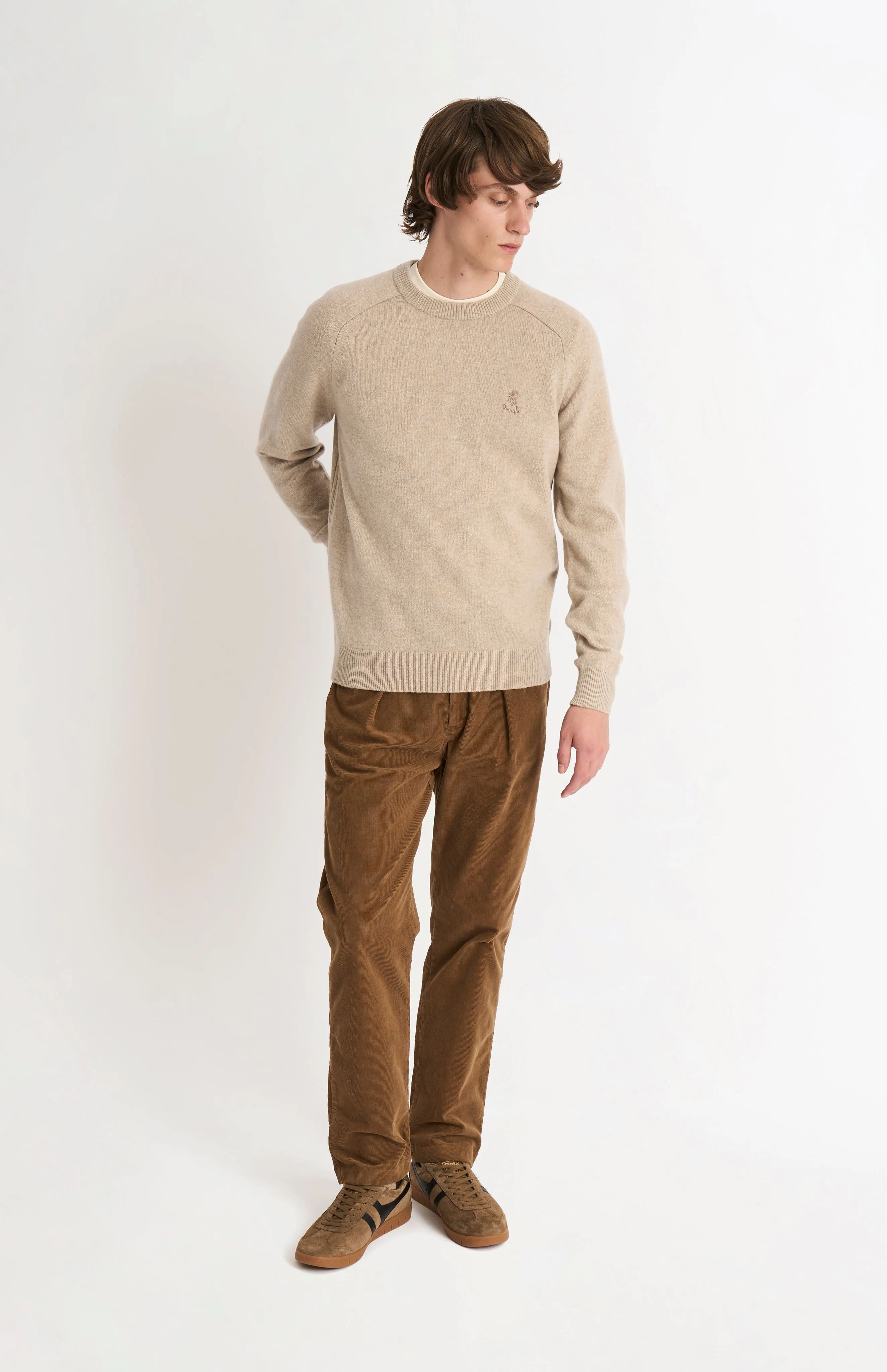 Men's Classic Crew Neck Supersoft Lambswool Jumper In Oatmeal sold by Pringle of Scotland product image thumbnail 3