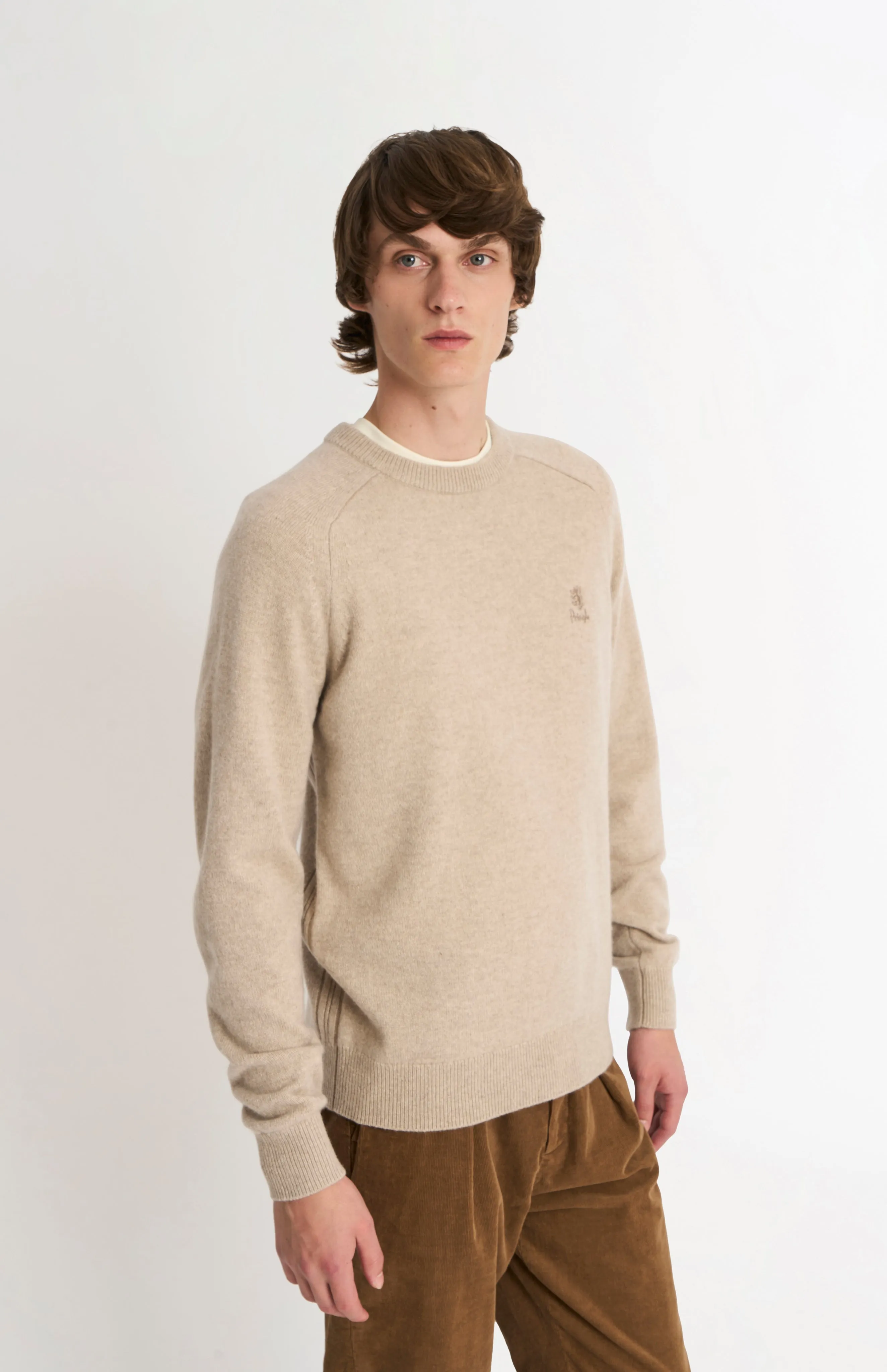 Men's Classic Crew Neck Supersoft Lambswool Jumper In Oatmeal sold by Pringle of Scotland