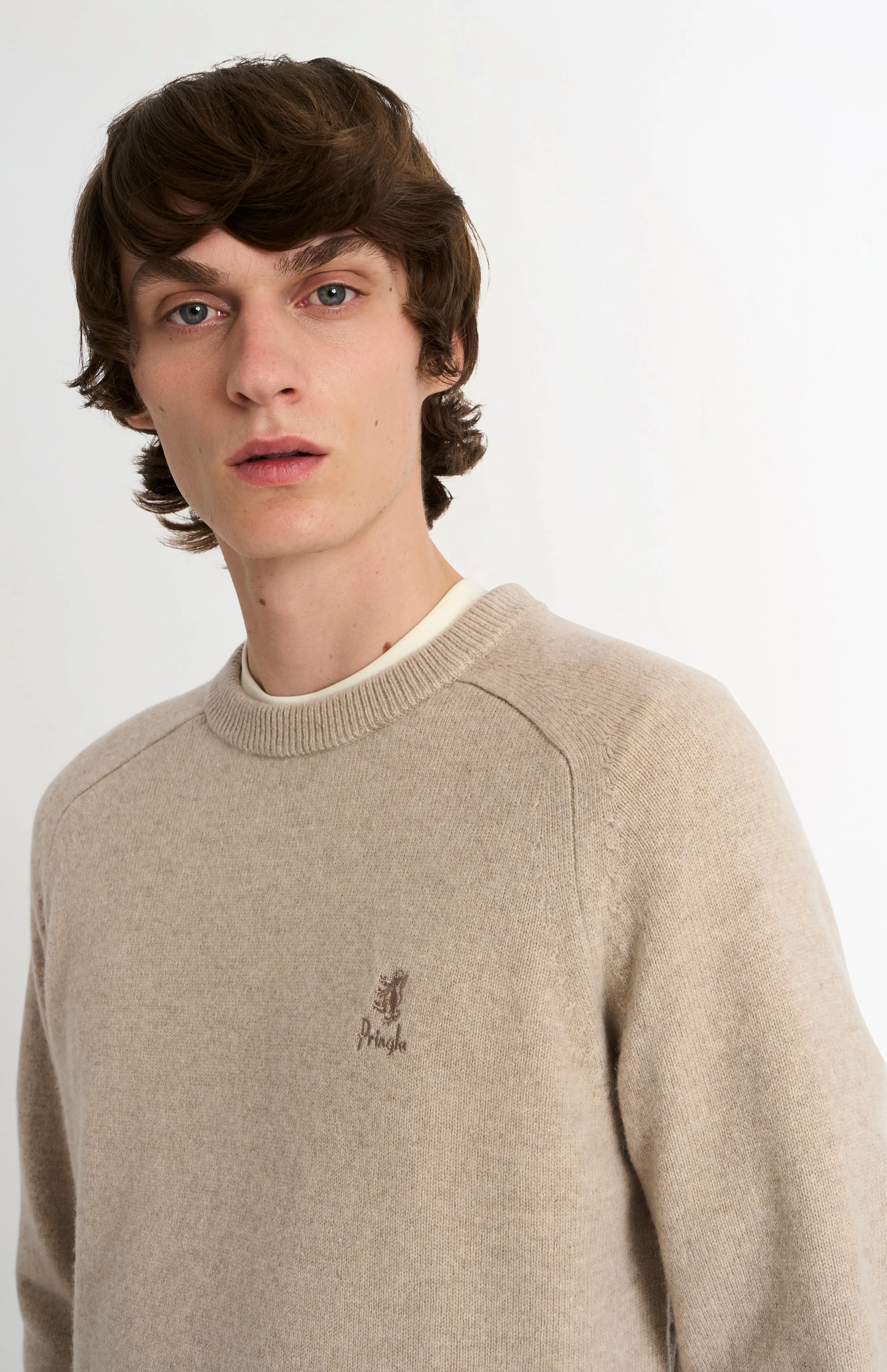 Men's Classic Crew Neck Supersoft Lambswool Jumper In Oatmeal sold by Pringle of Scotland product image thumbnail 4