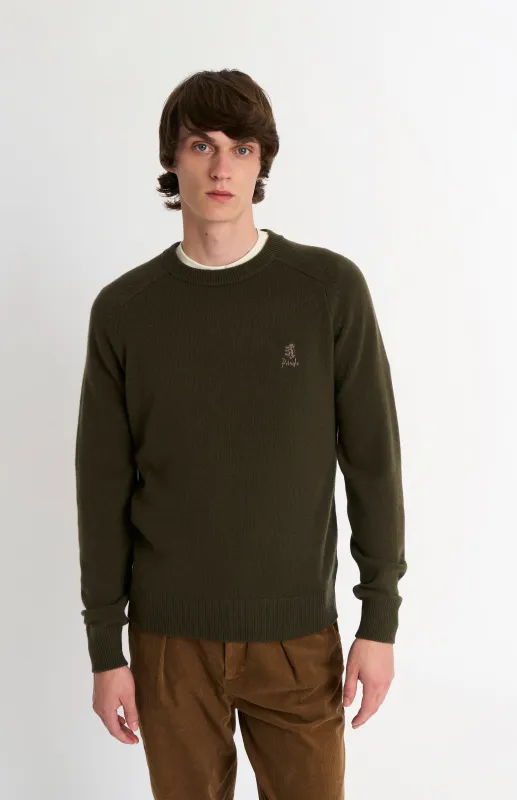 Men's Classic Crew Neck Supersoft Lambswool Jumper In Dark Olive sold by Pringle of Scotland