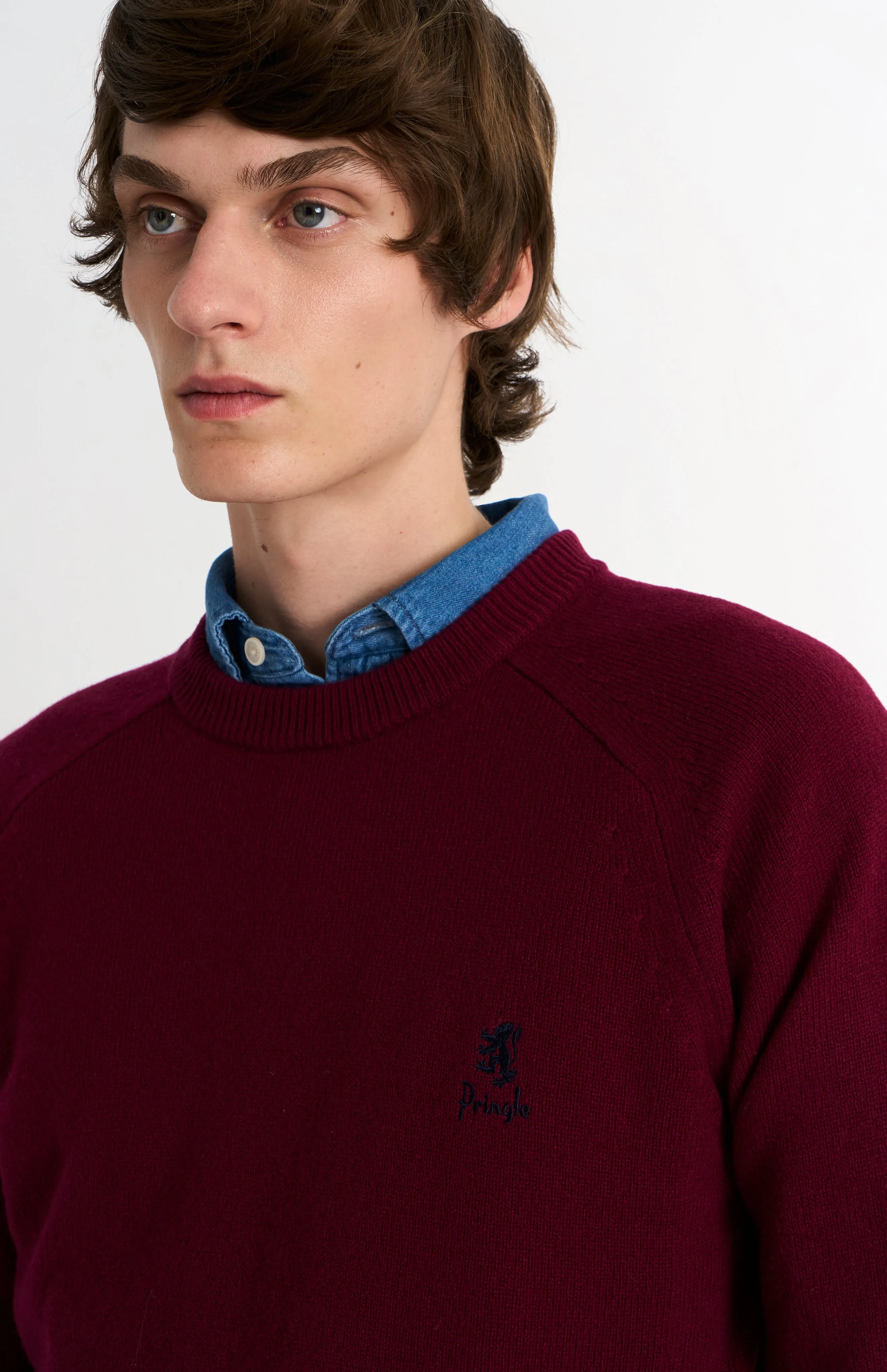 Men's Classic Crew Neck Supersoft Lambswool Jumper In Burgundy sold by Pringle of Scotland product image thumbnail 4