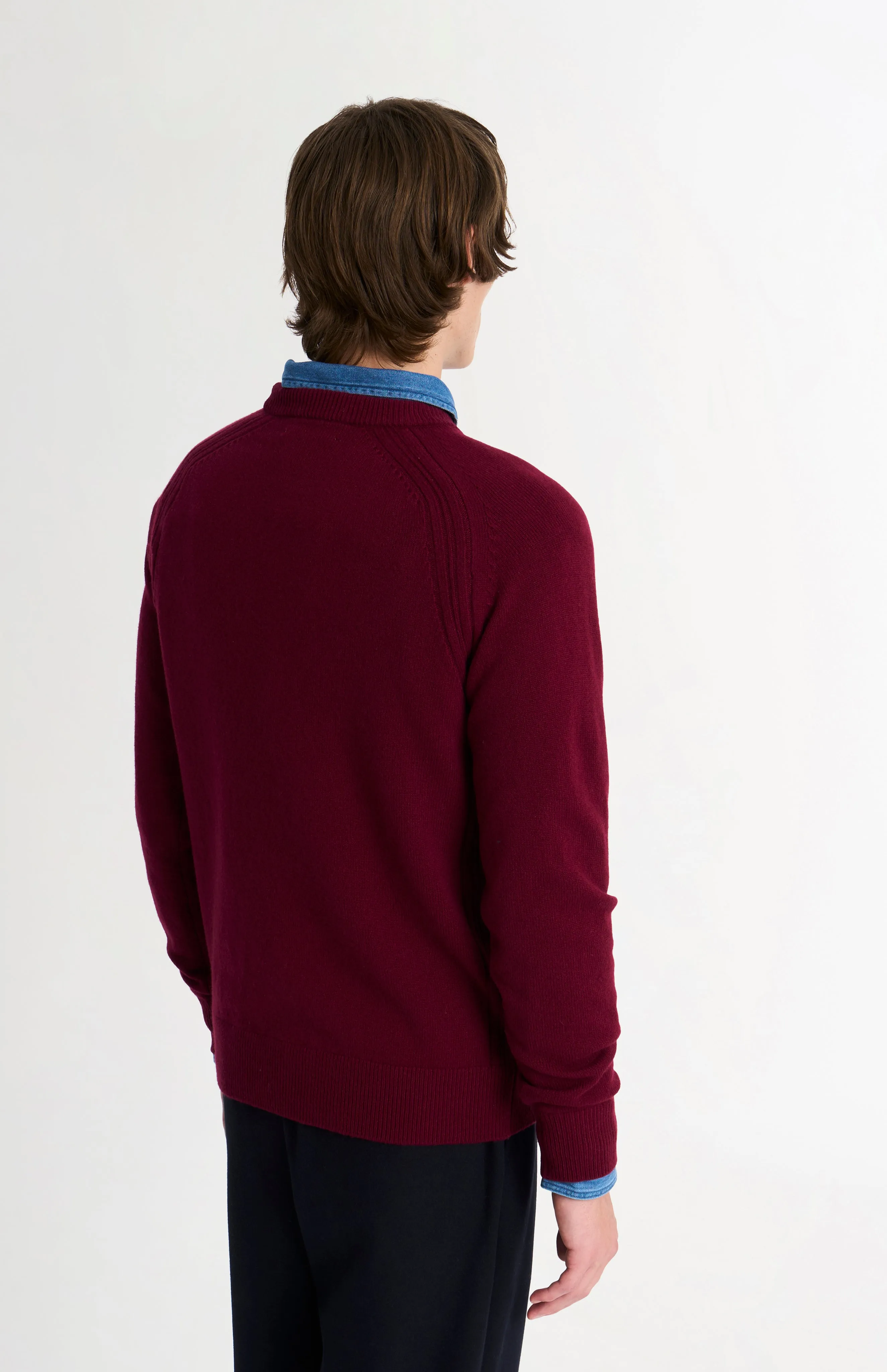 Men's Classic Crew Neck Supersoft Lambswool Jumper In Burgundy sold by Pringle of Scotland product image thumbnail 5