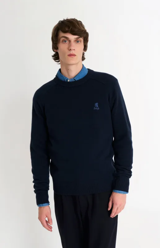 Men's Classic Crew Neck Supersoft Lambswool Jumper In Navy Blue sold by Pringle of Scotland