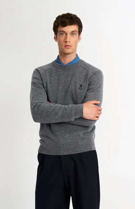 Men's Classic Crew Neck Supersoft Lambswool Jumper In Grey Melange sold by Pringle of Scotland
