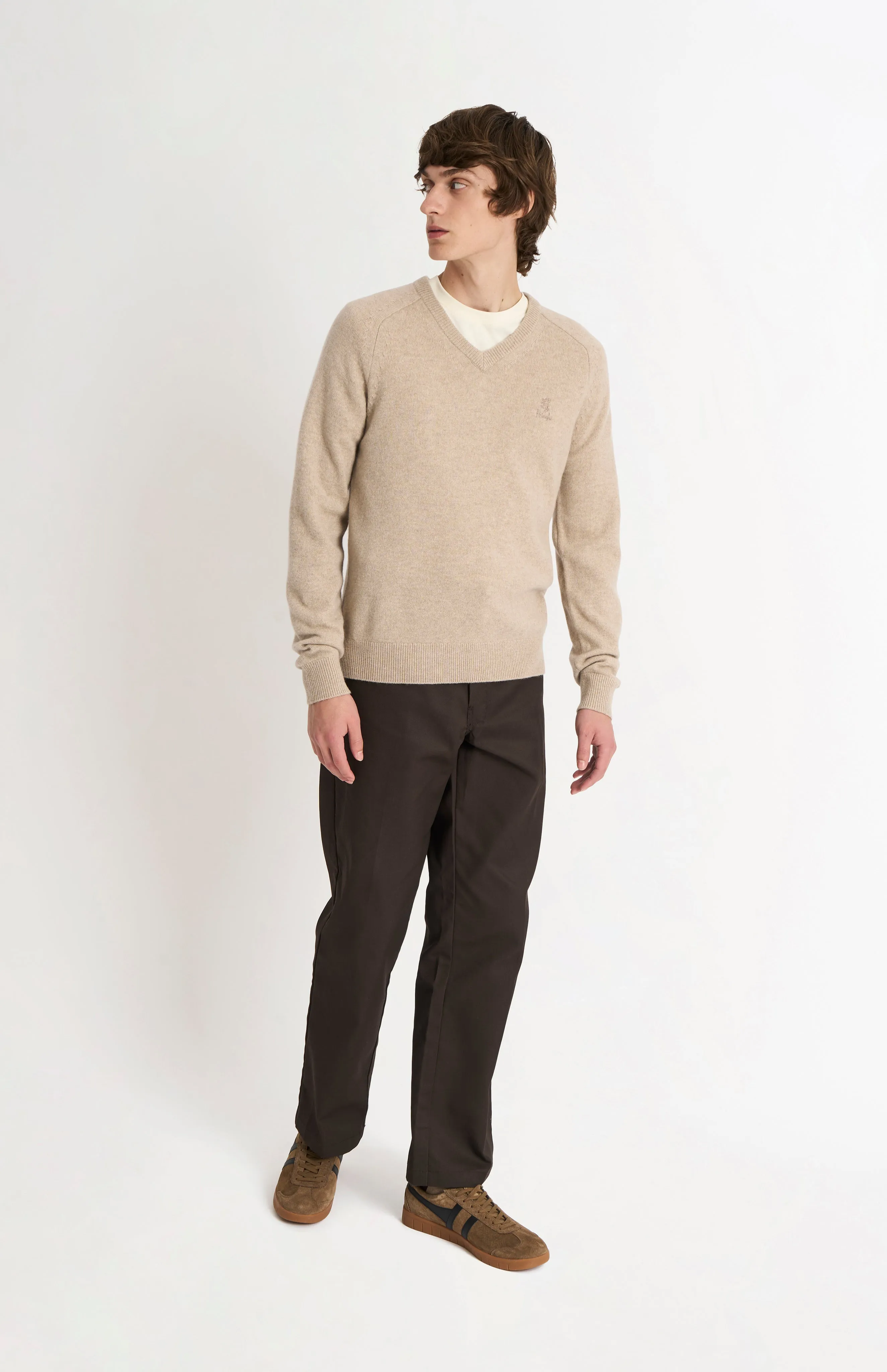 Men's Classic V-neck Supersoft Lambswool Jumper In Oatmeal sold by Pringle of Scotland product image thumbnail 3