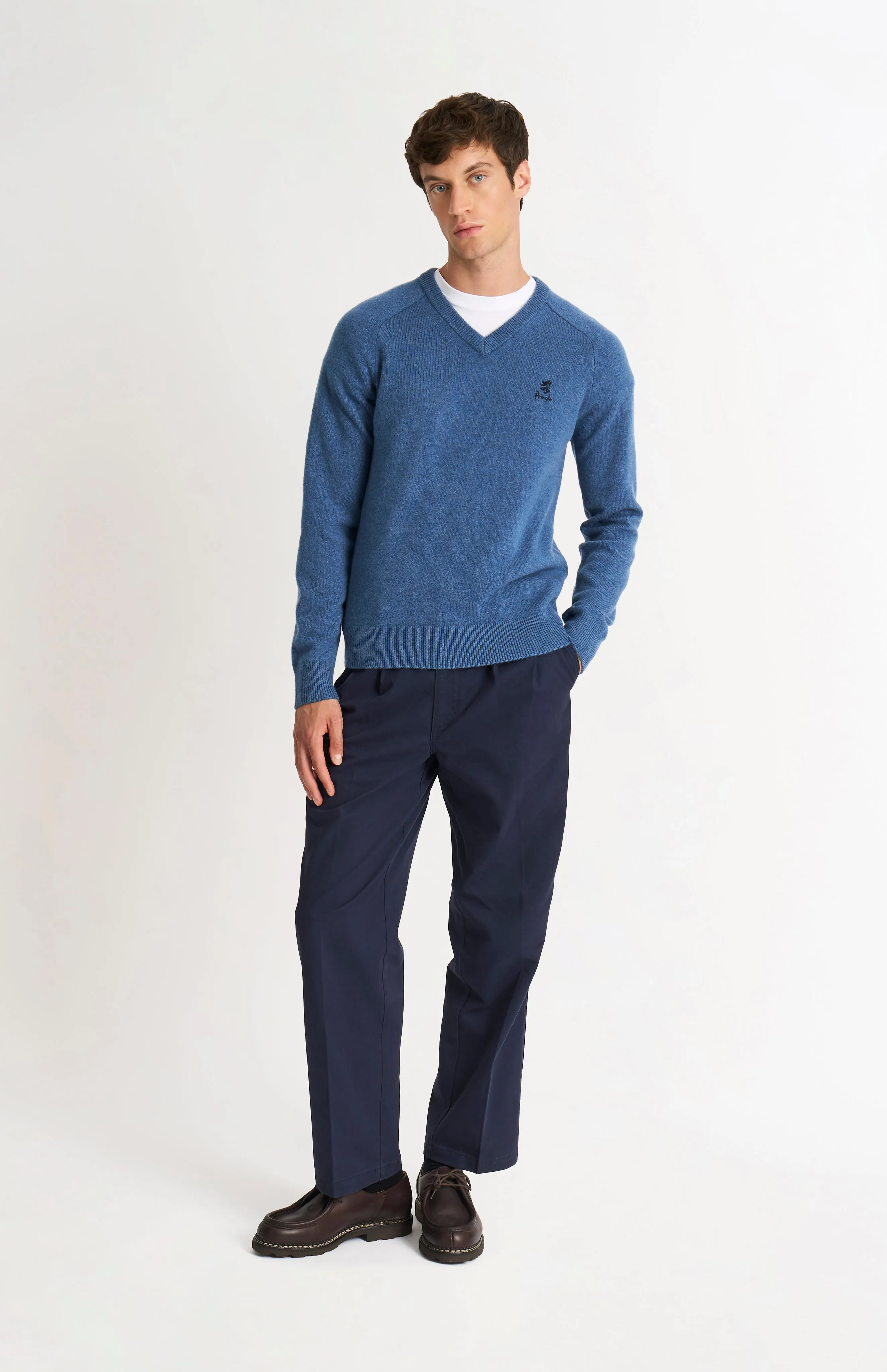 Men's Classic V-neck Supersoft Lambswool Jumper In Bering Sea Blue sold by Pringle of Scotland product image thumbnail 3