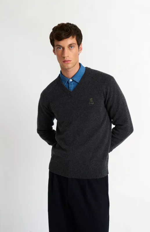 Men's Classic V-neck Supersoft Lambswool Jumper In Charcoal sold by Pringle of Scotland
