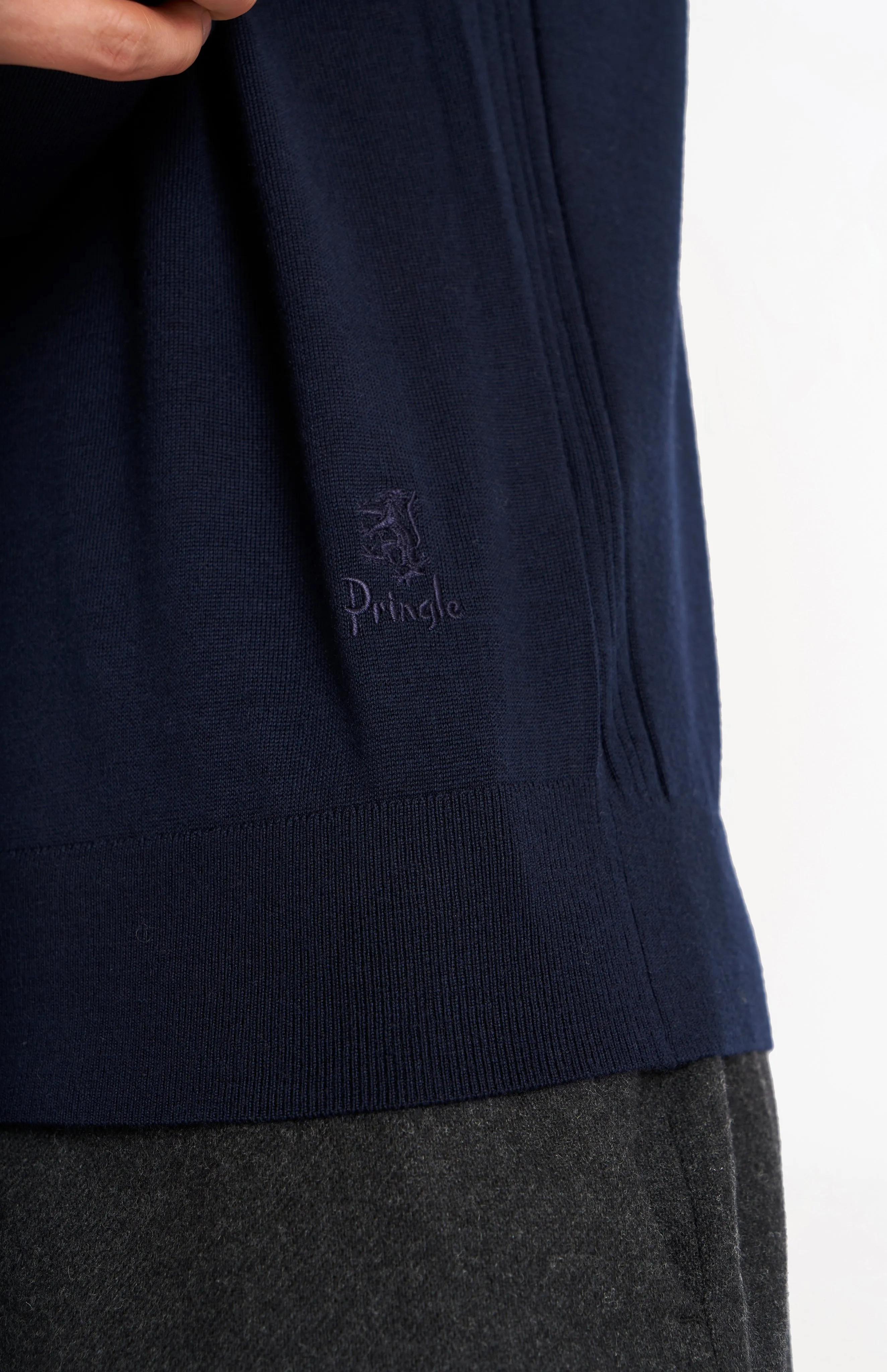 Men's Polo Shirt Extra Fine Merino Wool Jumper In Navy Blue sold by Pringle of Scotland product image thumbnail 4