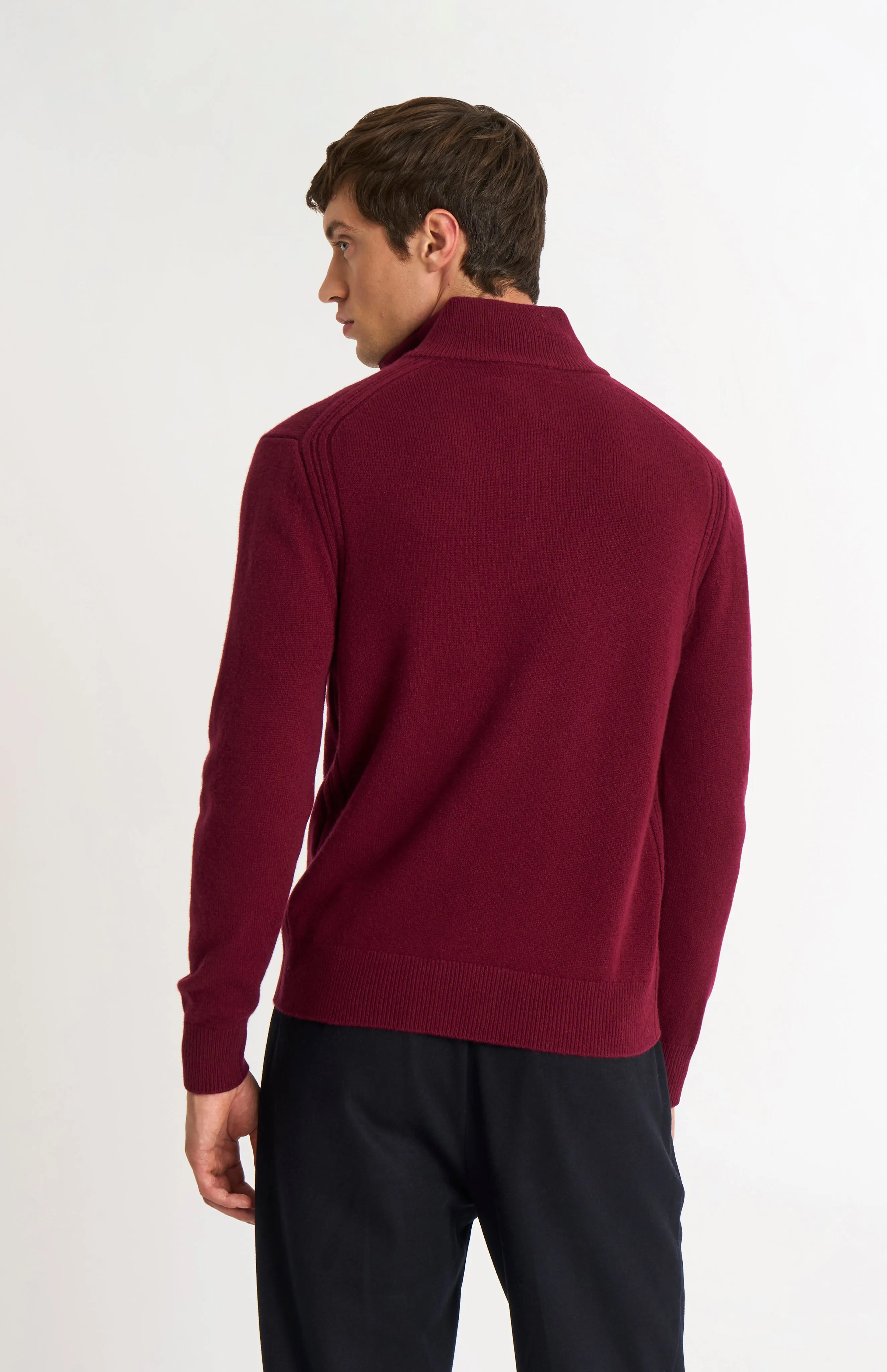 Men's Classic Qtr Zip Supersoft Lambswool Jumper In Burgundy sold by Pringle of Scotland product image thumbnail 5