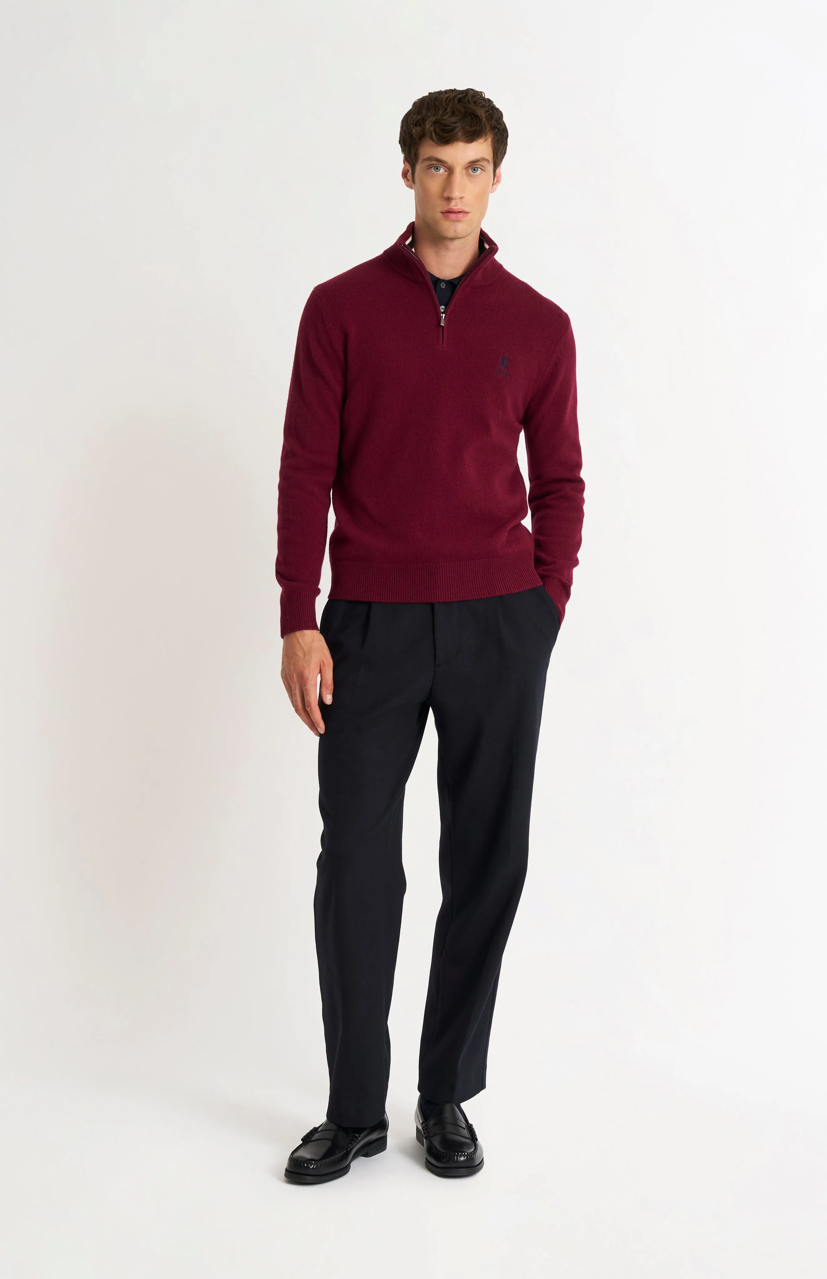 Men's Classic Qtr Zip Supersoft Lambswool Jumper In Burgundy sold by Pringle of Scotland product image thumbnail 3