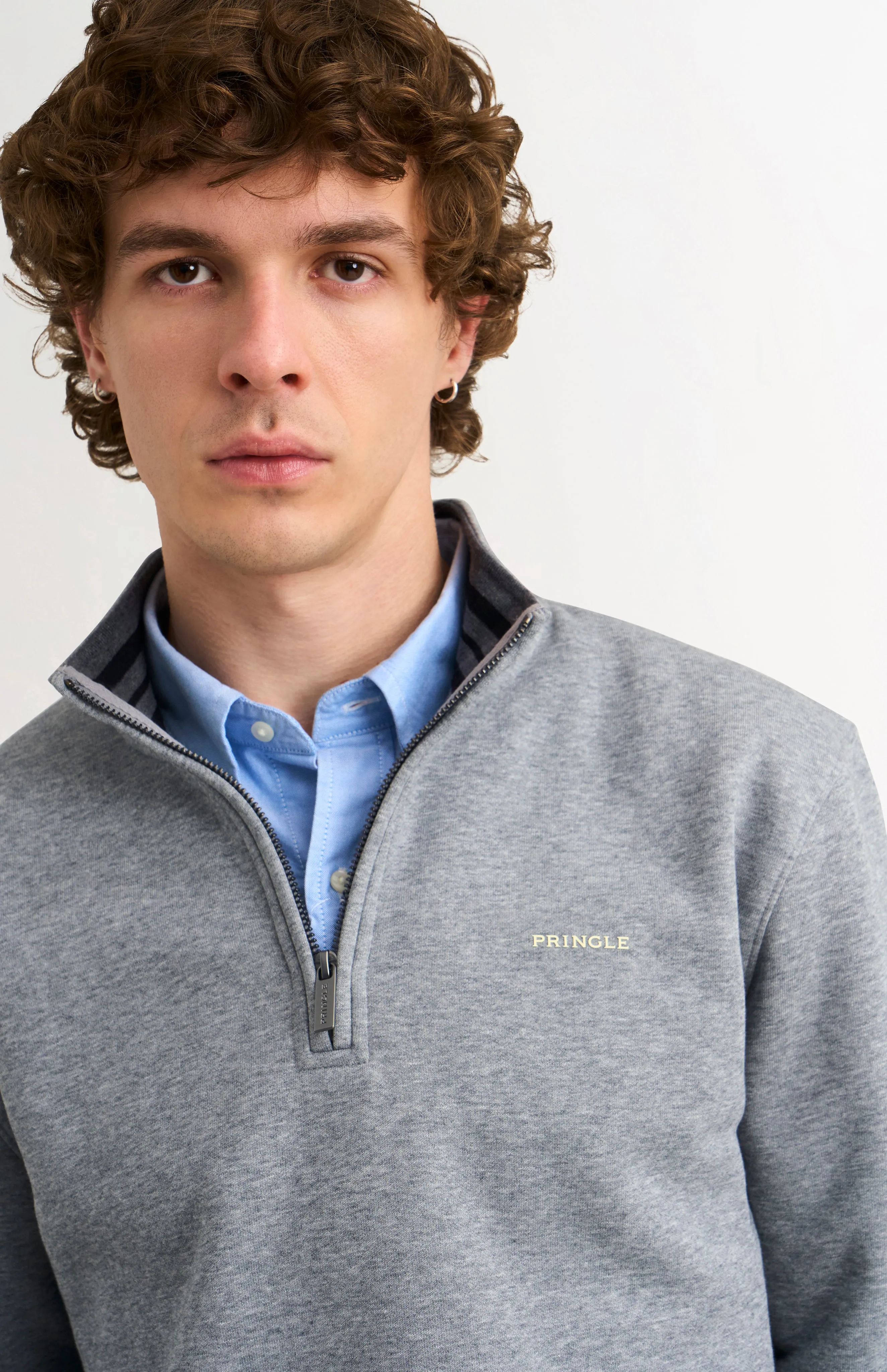 Men's Qtr Zip Track Jumper In Grey Melange sold by Pringle of Scotland product image thumbnail 2