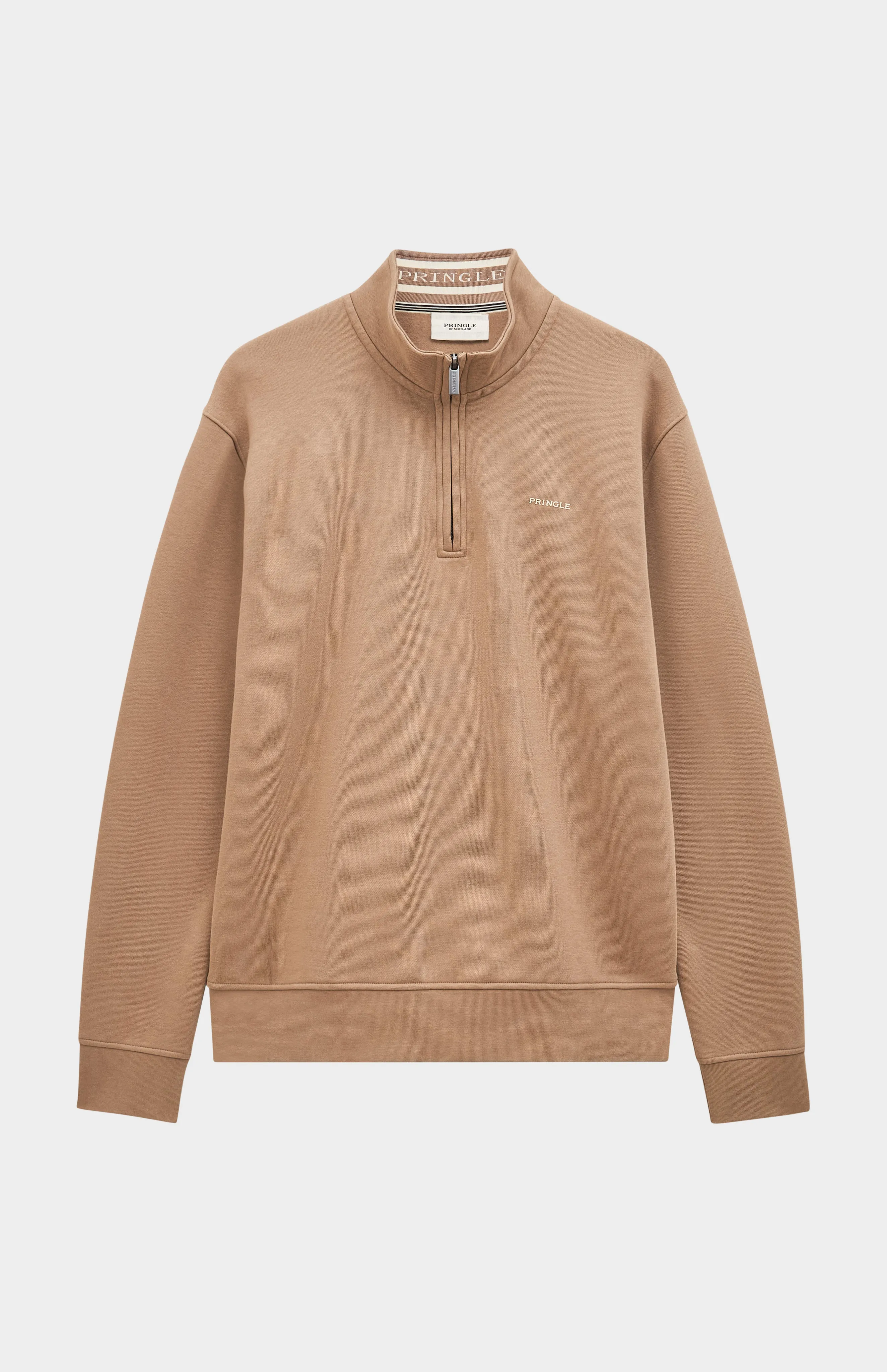 Men's Qtr Zip Track Jumper In Mushroom sold by Pringle of Scotland product image thumbnail 4