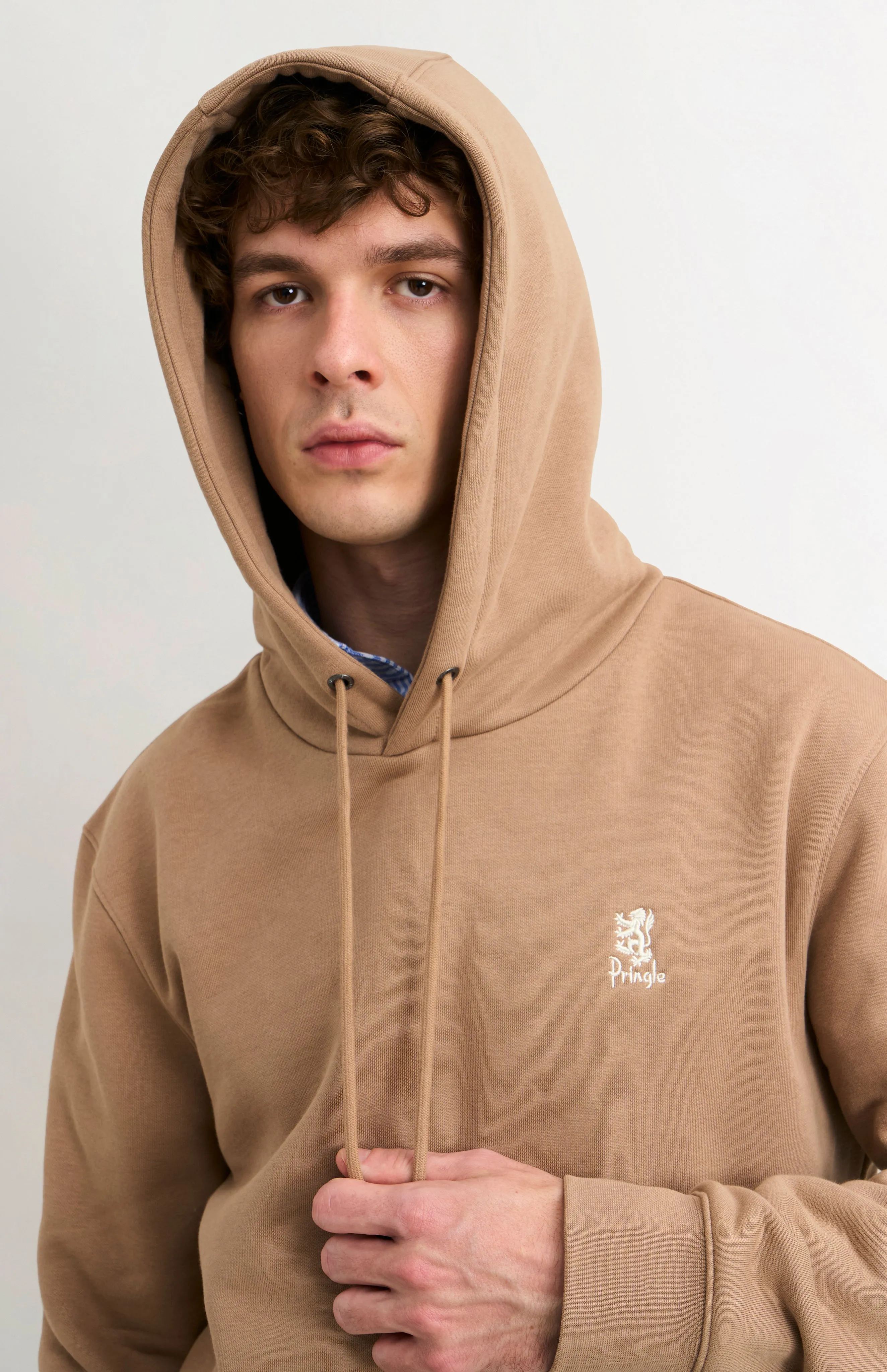 Men's Hooded Jumper In Mushroom sold by Pringle of Scotland product image thumbnail 3