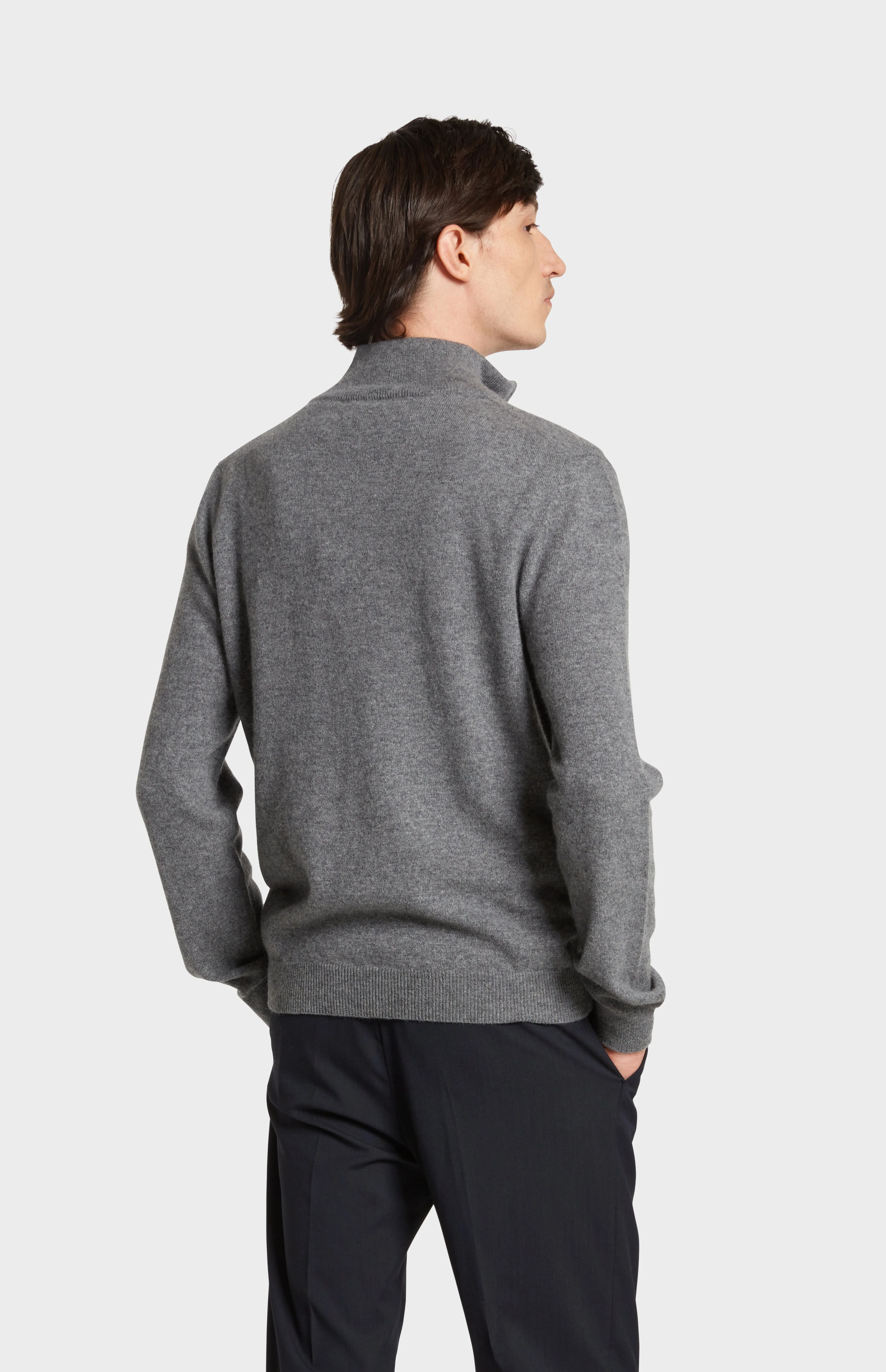 Men's Qtr Zip Cashmere Classic Jumper In Grey Melange sold by Pringle of Scotland product image thumbnail 5
