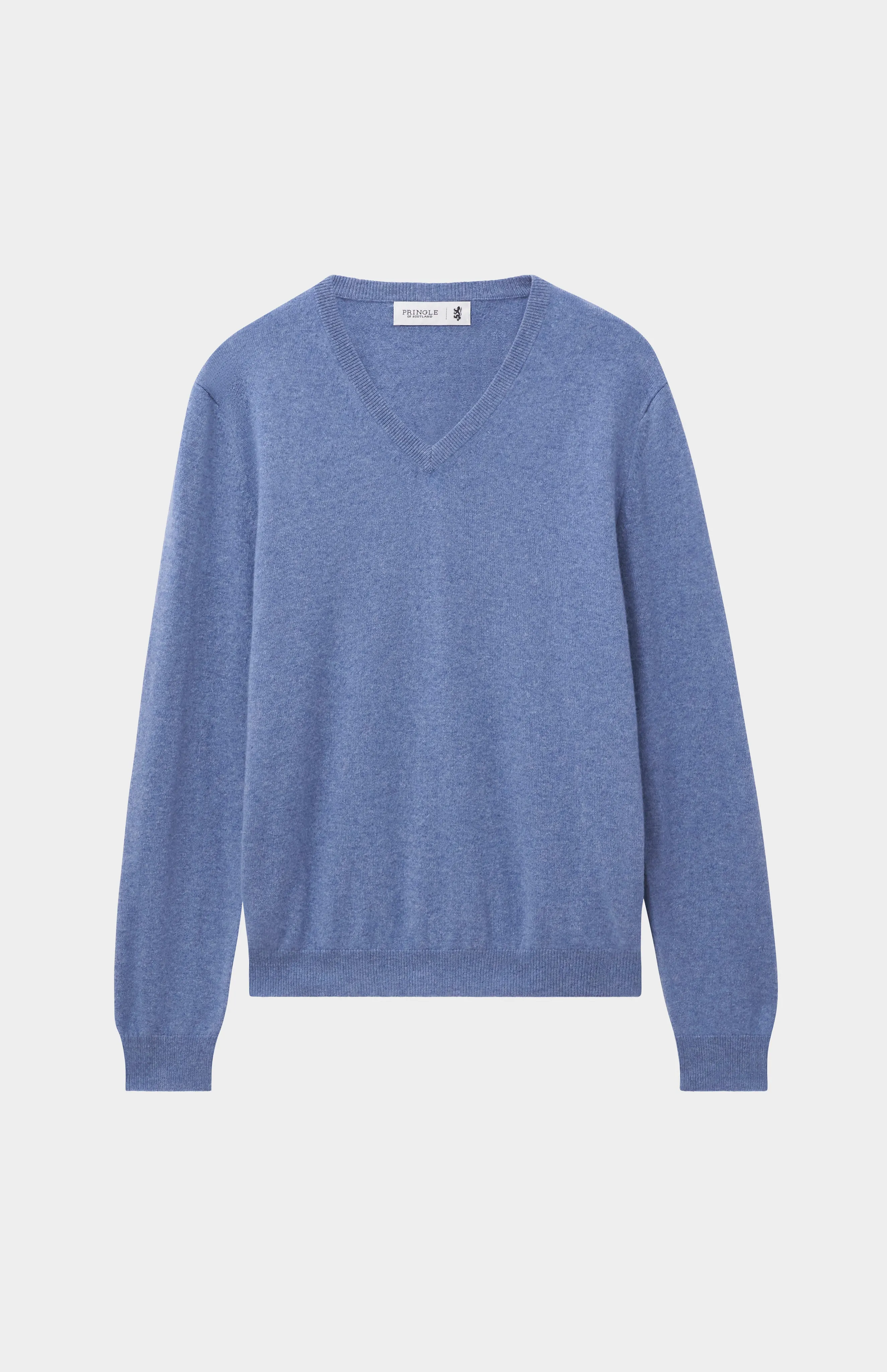 Men's Classic V Neck Cashmere Jumper In Blue Melange sold by Pringle of Scotland product image thumbnail 2