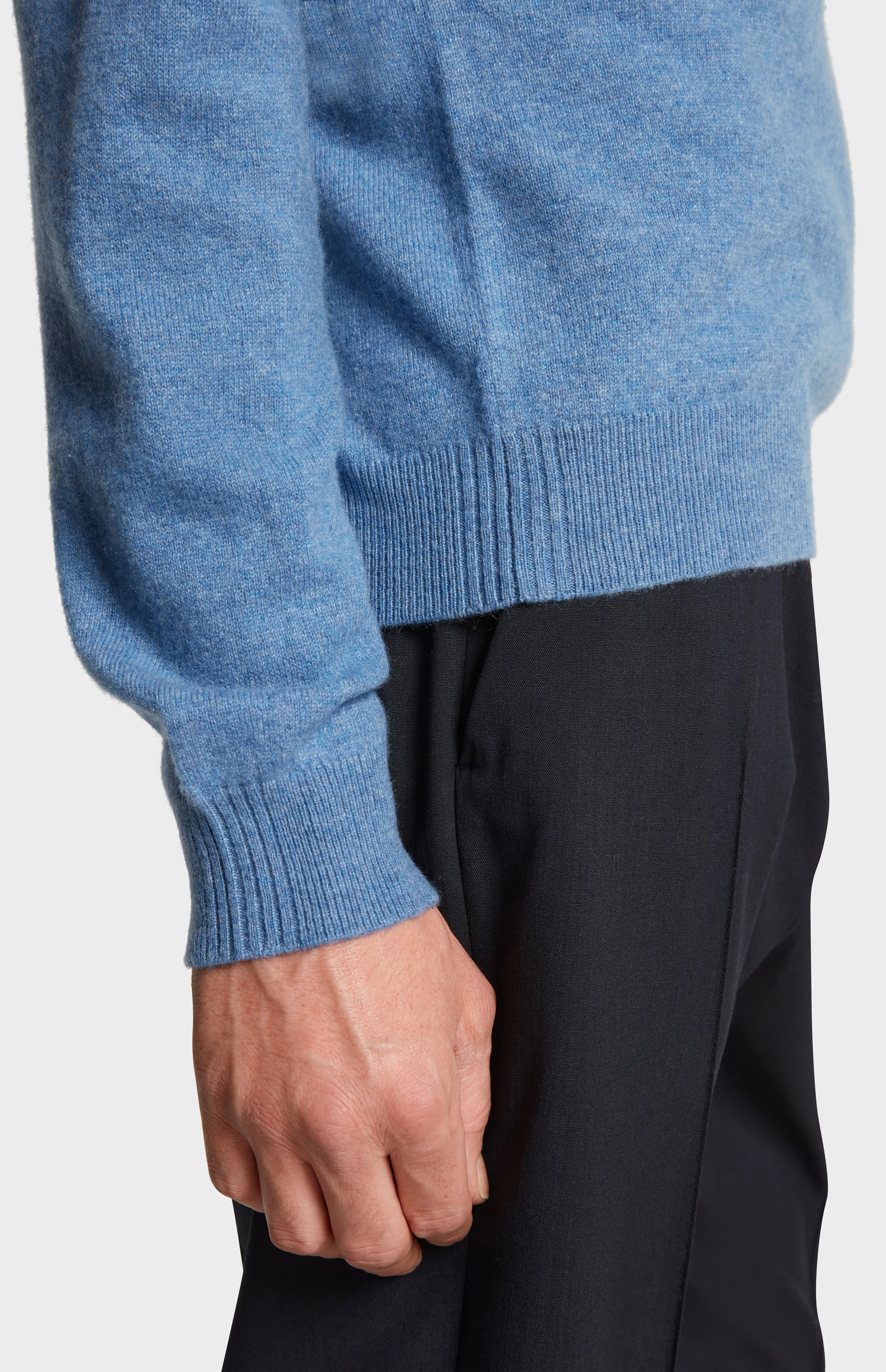 Men's Classic V Neck Cashmere Jumper In Blue Melange sold by Pringle of Scotland product image thumbnail 4
