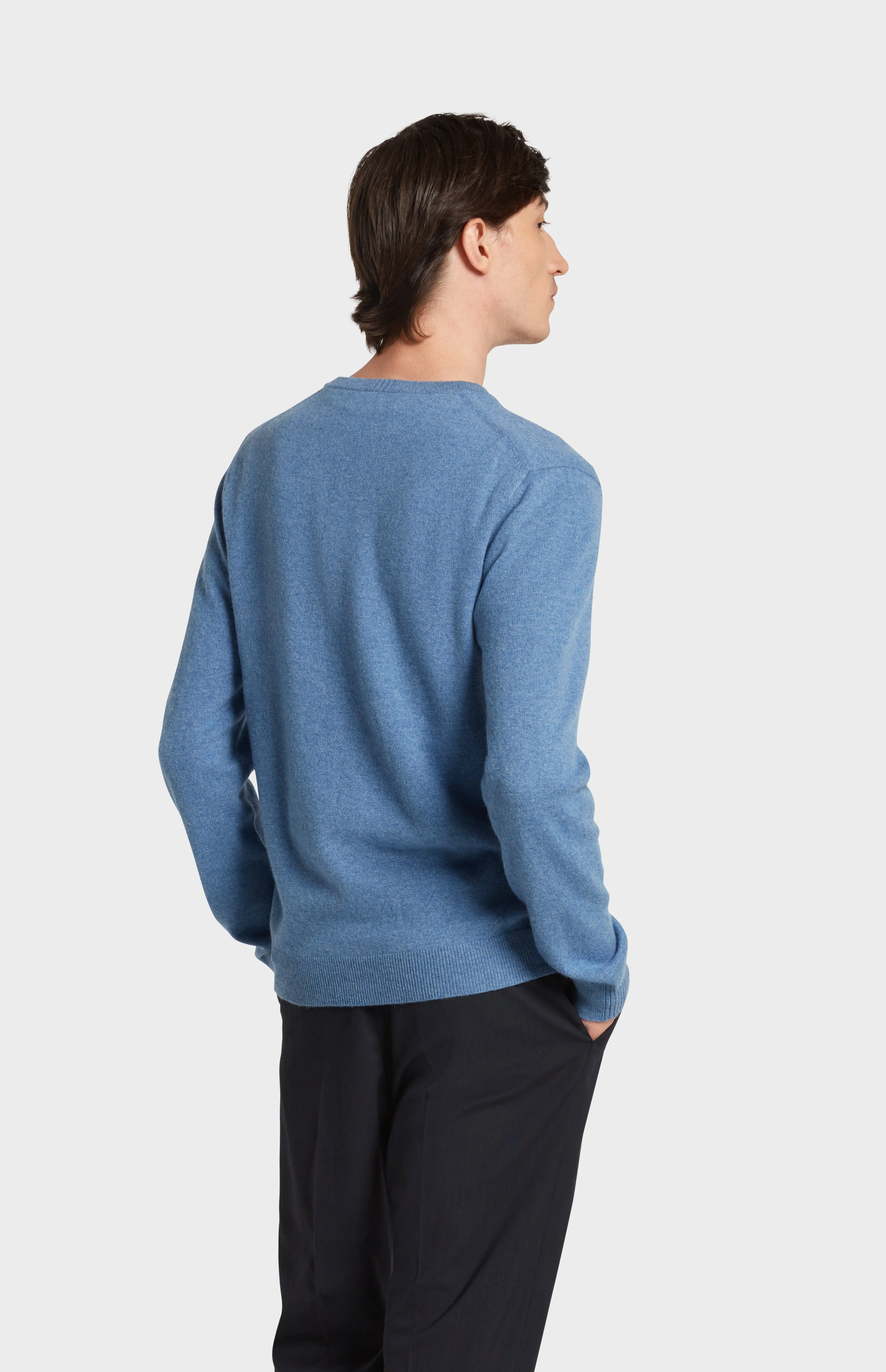 Men's Classic V Neck Cashmere Jumper In Blue Melange sold by Pringle of Scotland product image thumbnail 5