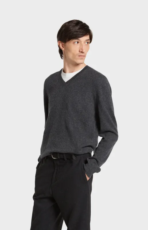 Men's Classic V Neck Cashmere Jumper In Charcoal sold by Pringle of Scotland