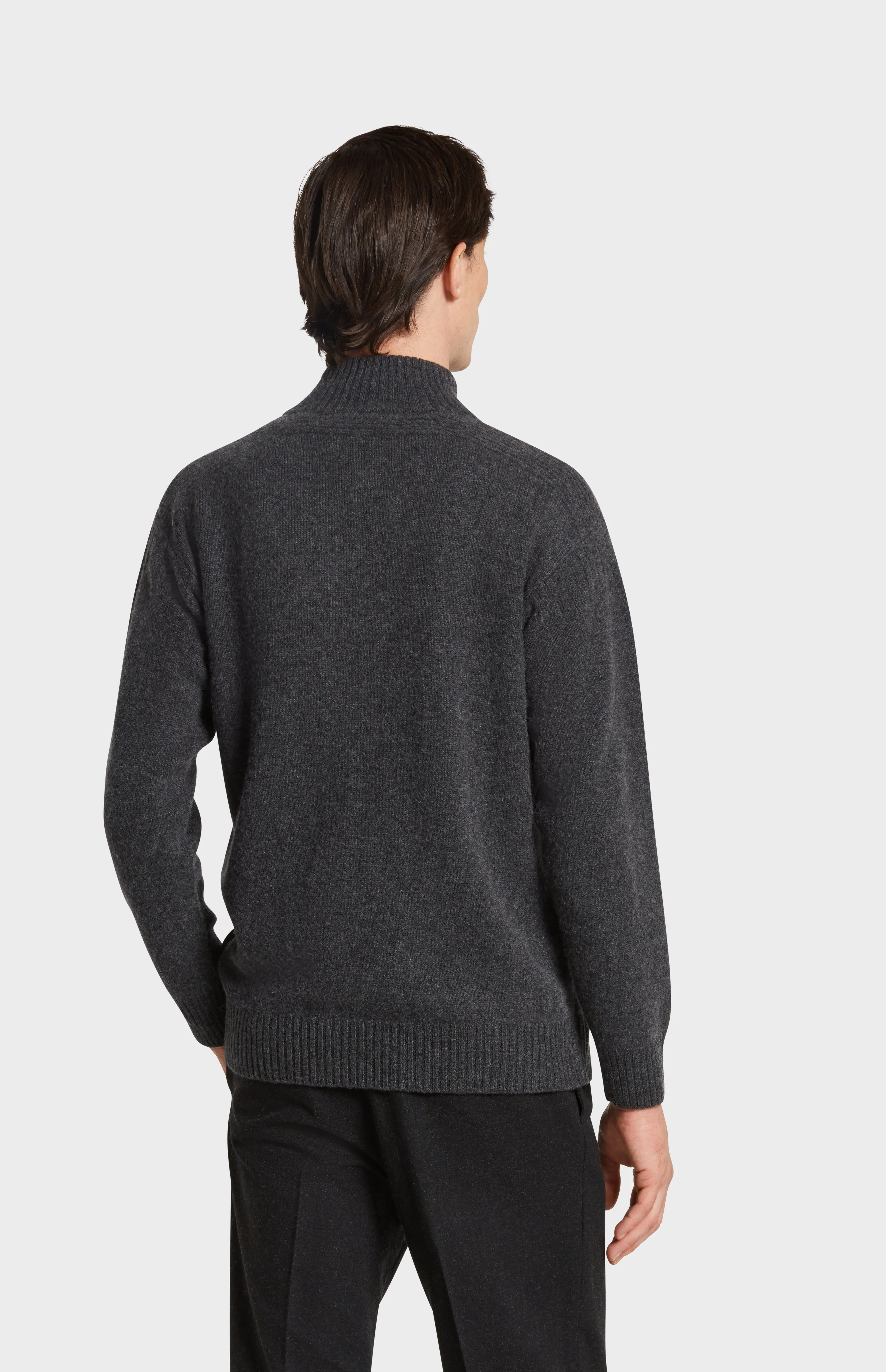 Men's Zip Neck Cashmere Jumper In Charcoal sold by Pringle of Scotland product image thumbnail 5