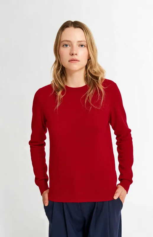 Womens Classic Round Neck Cashmere Jumper In Scarlet sold by Pringle of Scotland
